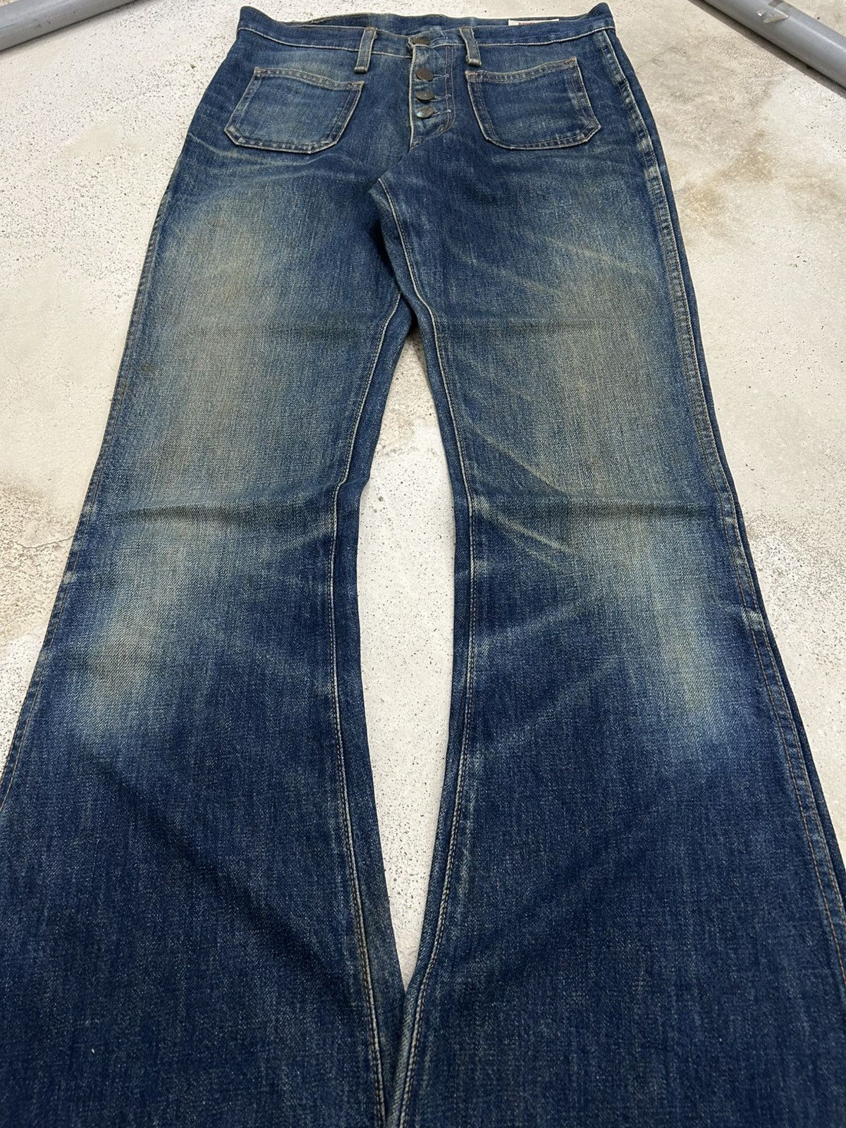 Big John Vintage 80s Big John Bell Bottom Mid Rise Mud Washed Size US 29 - 4 Thumbnail