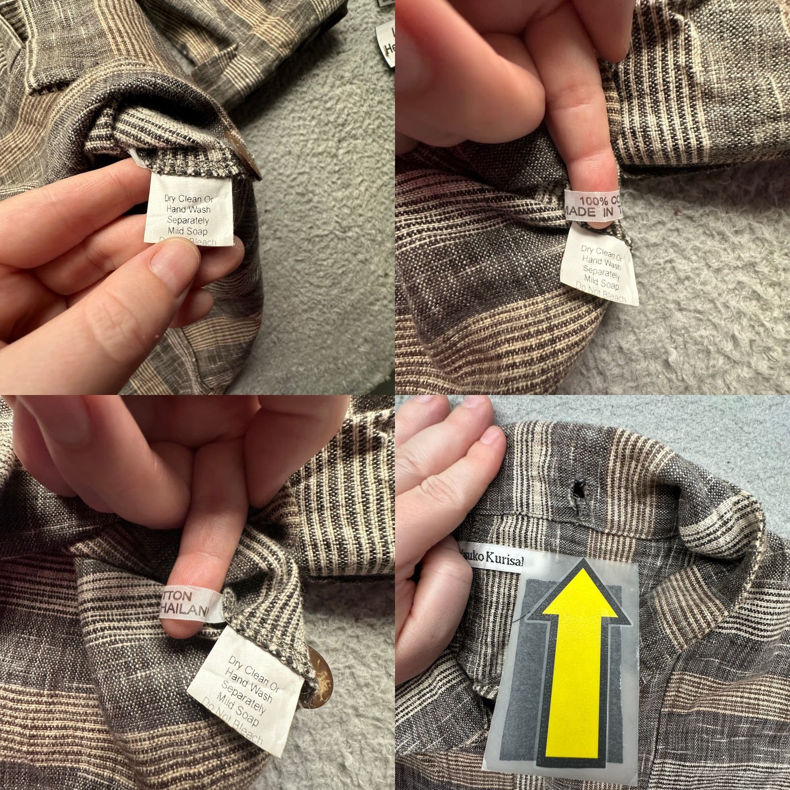 Vintage Yasuko Kurisaka Striped Brown Gray Pocket Button Sweater Coat Jacket Women Large Kimono Style Coatigan Size L / US 10 / IT 46 - 8 Thumbnail
