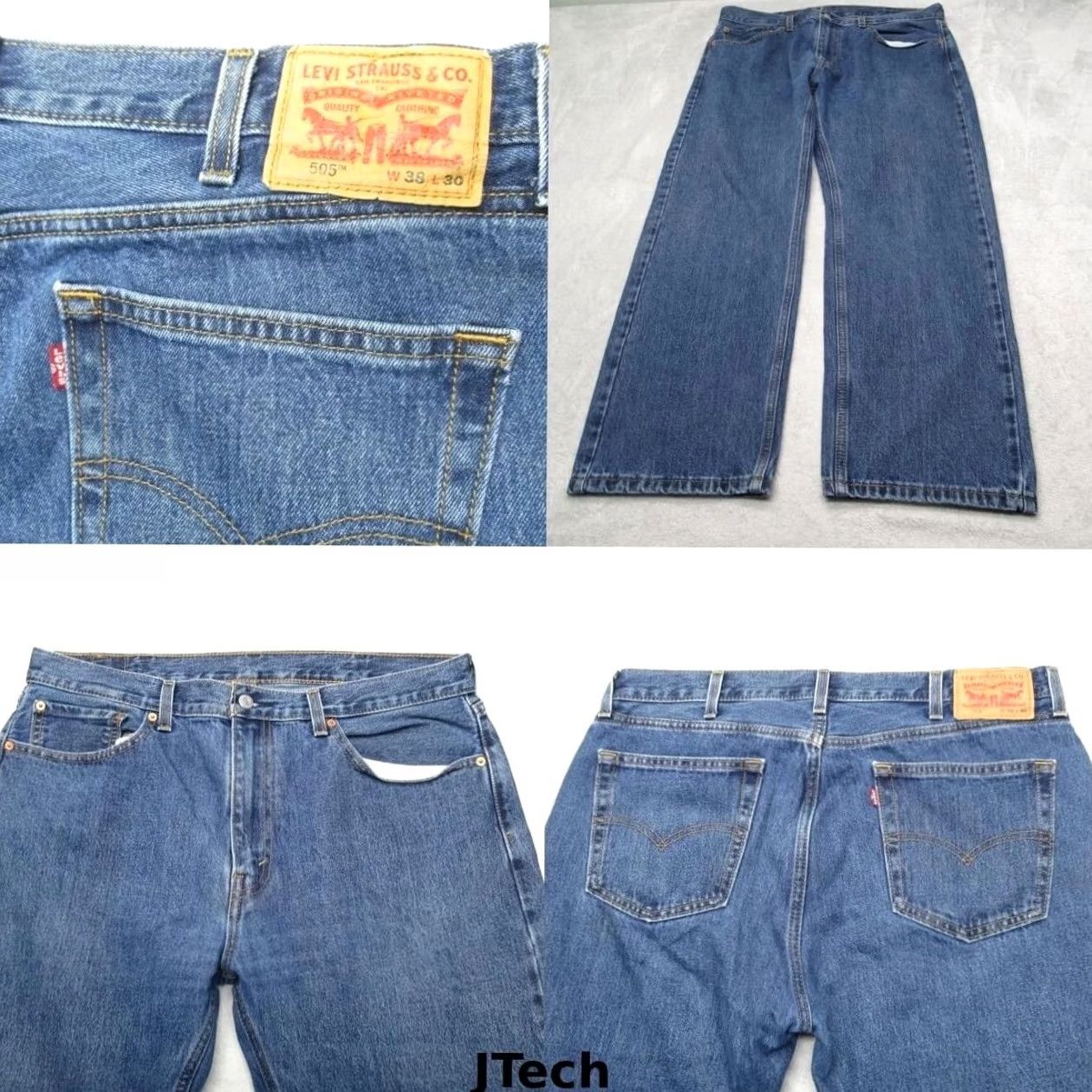 Levi's Levi's 505 Jeans Mens 36x28 Blue Medium Wash Straight Leg Regular Fit Denim Pants W38 L30 Baggy Not Vintage Size US 36 / EU 52 - 2 Thumbnail