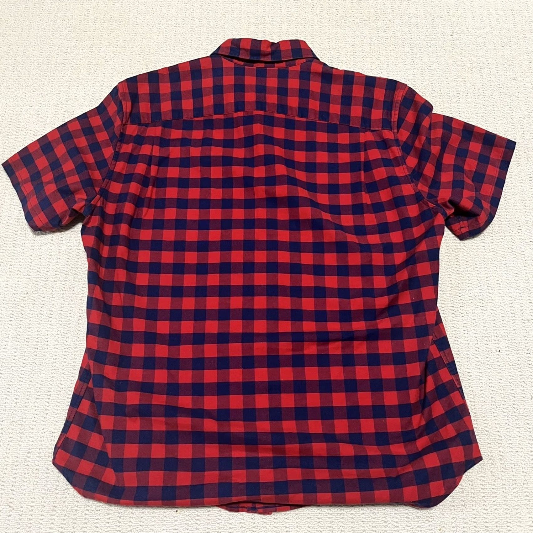 Gap GAP Shirt Mens Button Up Plaid Red Blue Check Large Casual Cotton Knit Slim Fit Short Sleeve Button-Front Size US L / EU 52-54 / 3 - 5 Thumbnail