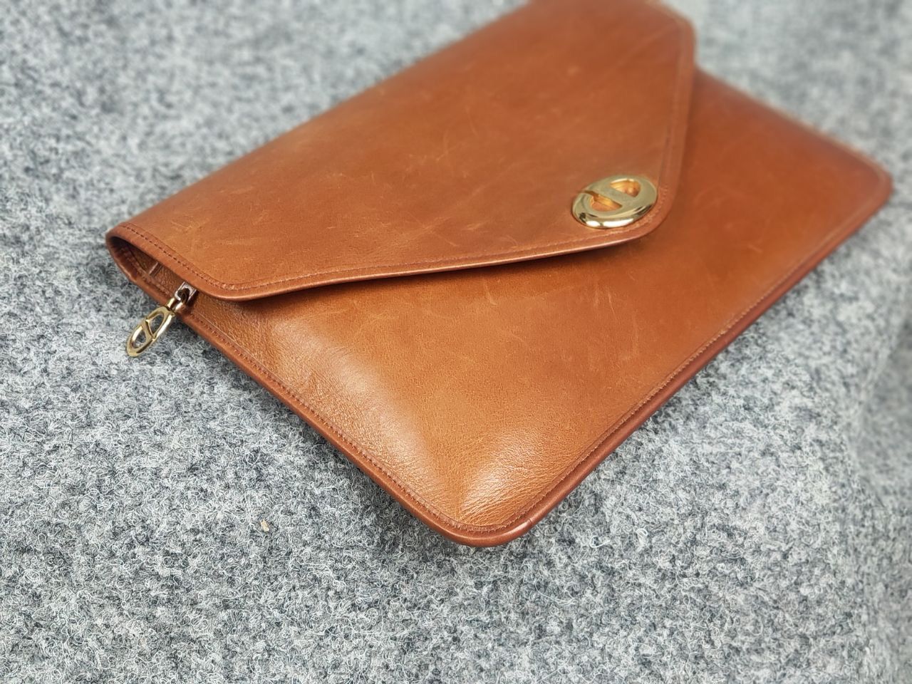 Dior Christian Dior Vintage 80s Envelope Clutch Brown Leather Bag Size ONE SIZE - 8 Thumbnail