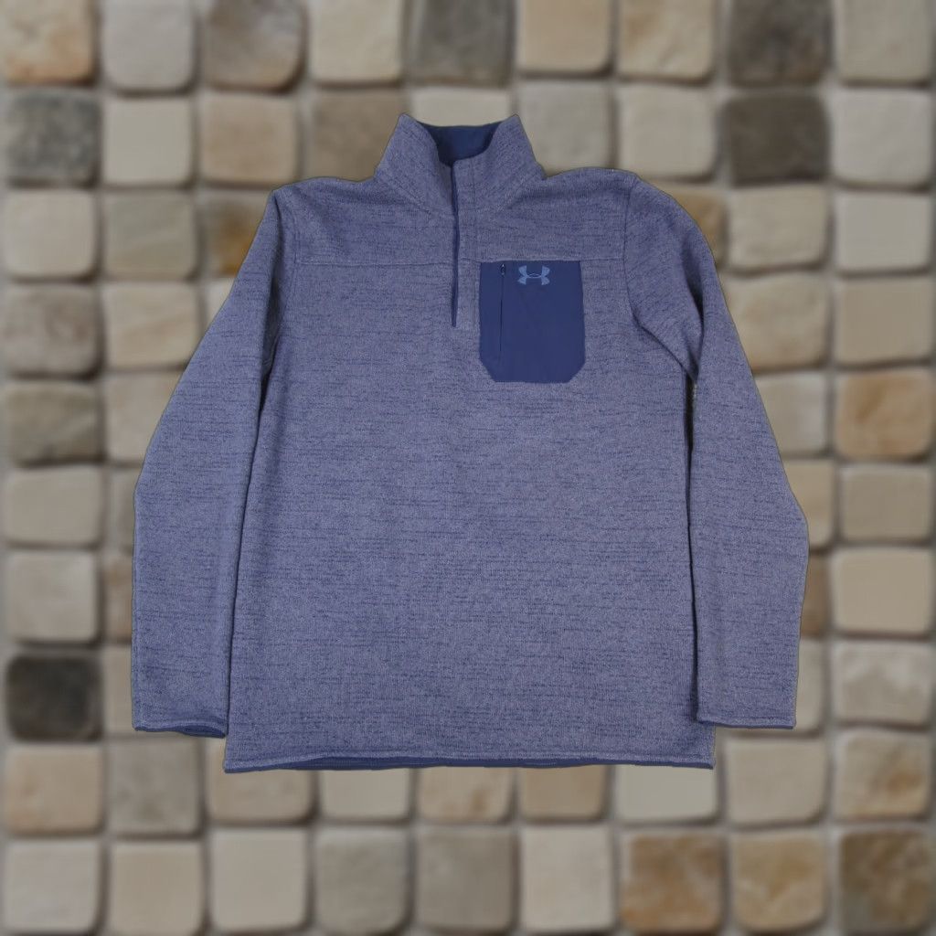 Under Armour Under Armour Jacket Mens Medium Blue Hiking Fleece Activewear Zip Stand-Up Collar Mens Size US M / EU 48-50 / 2 - 1 Thumbnail