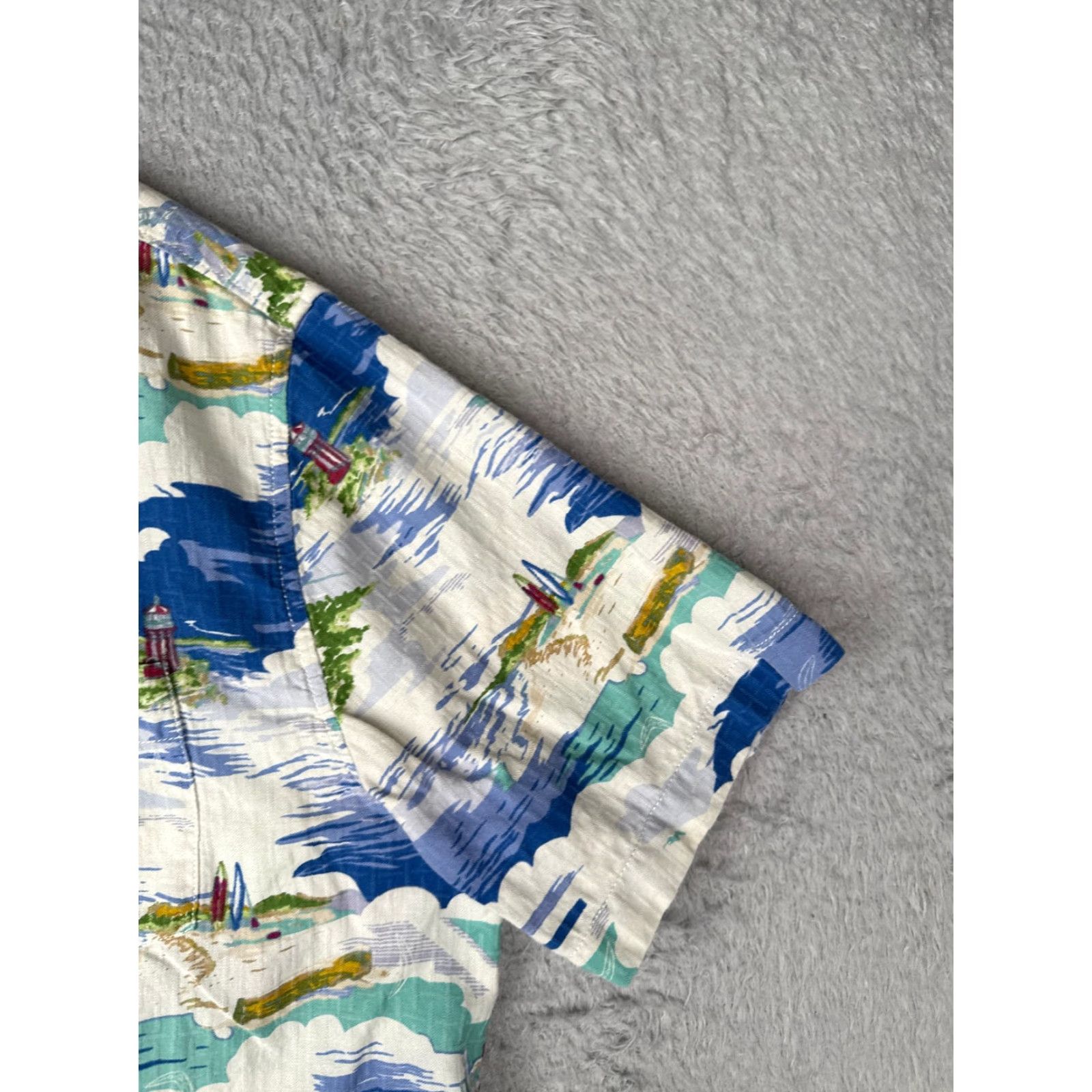 Tommy Bahama Tommy Bahama Shirt Men Large White Blue Sailboat Hawaiian Button Up Silk Blend Size US L / EU 52-54 / 3 - 2 Thumbnail