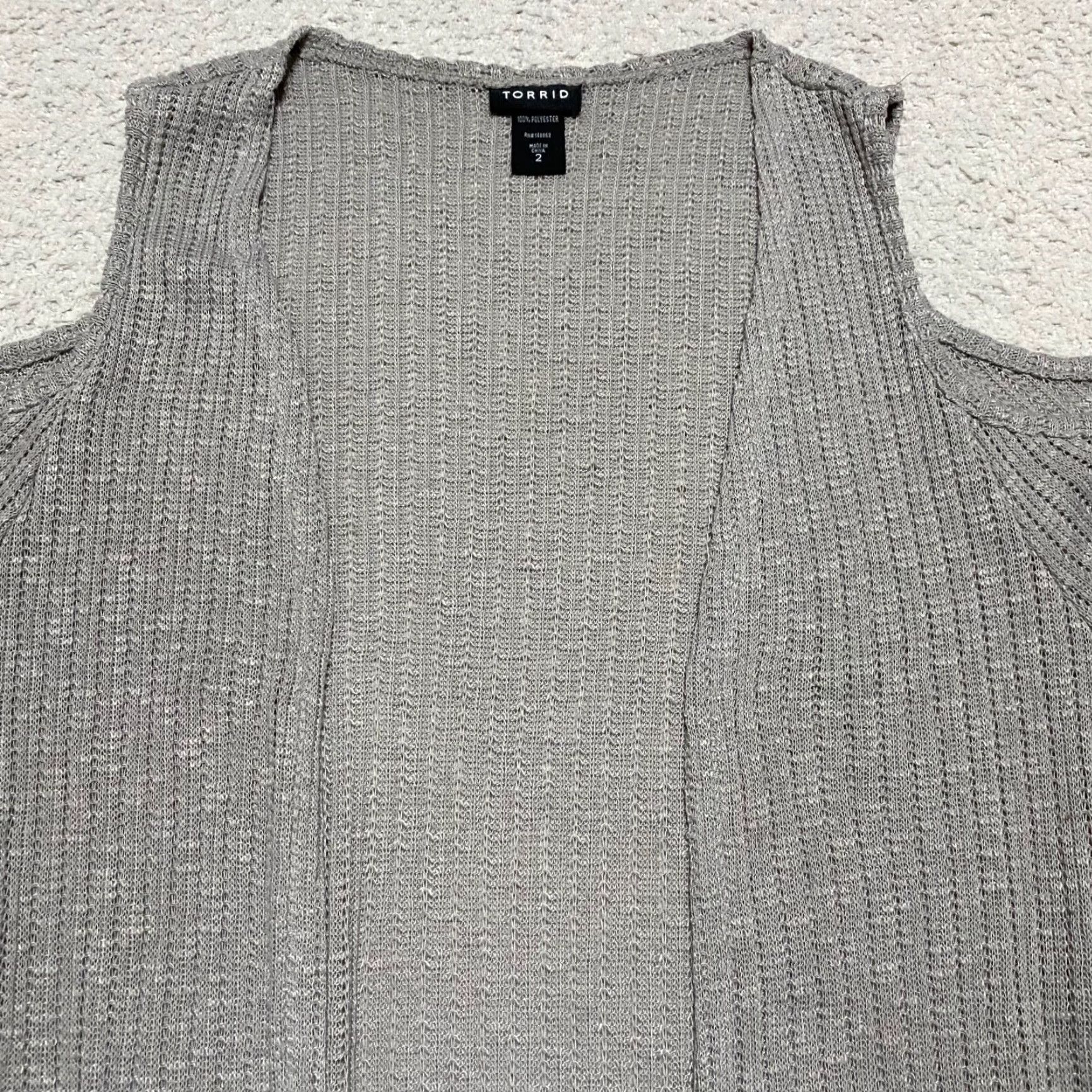 Torrid Torrid Cardigan Sweater Open Front Pockets Gray 2X Plus Womens Size 2X Knit Polyester Fall Winter Size XXL / US 16-18 / IT 52-54 - 3 Thumbnail