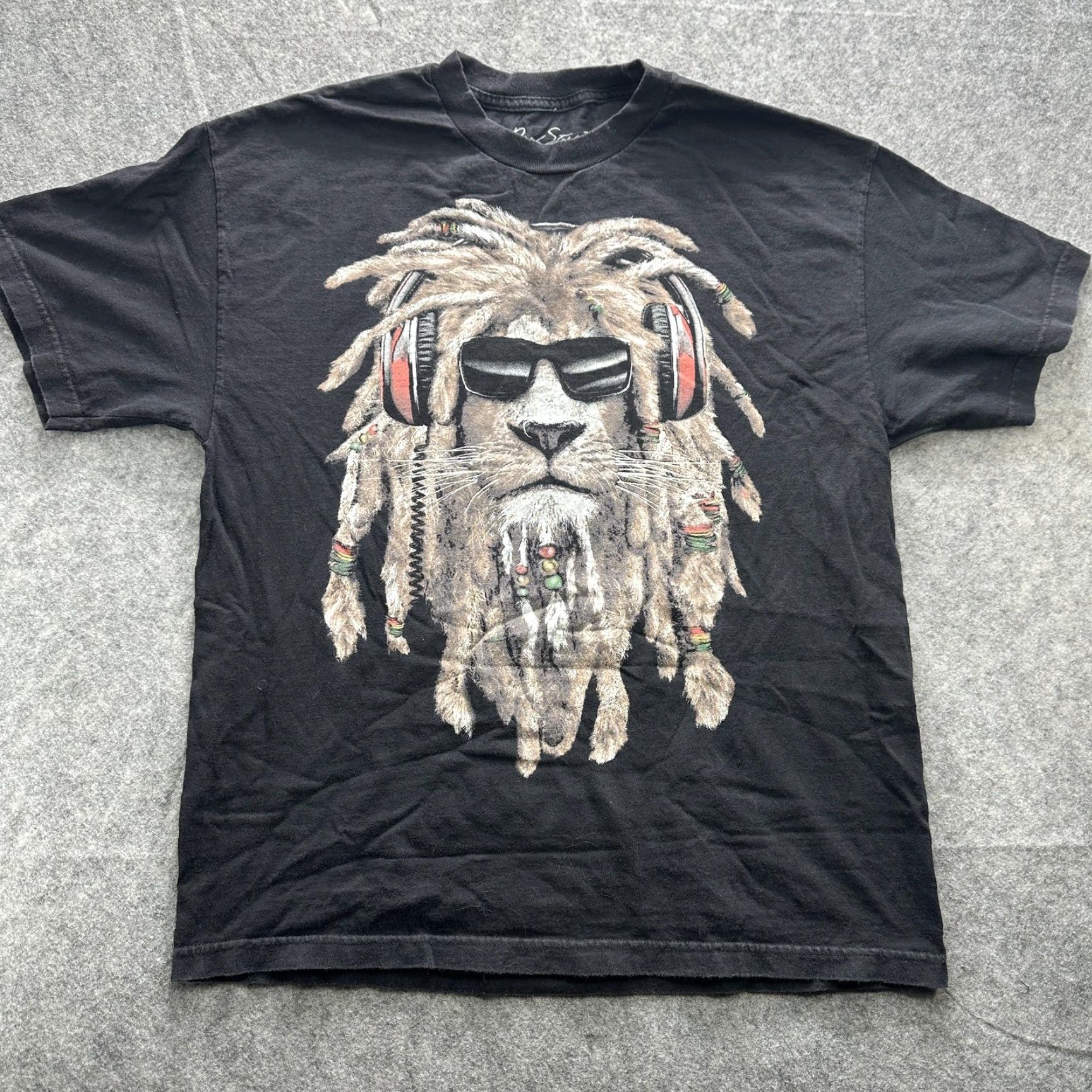 Vintage Real Street Rasta Lion Shirt Mens XL Black Graphic Tee Crew Neck Short Sleeve Size US XL / EU 56 / 4 - 2 Thumbnail