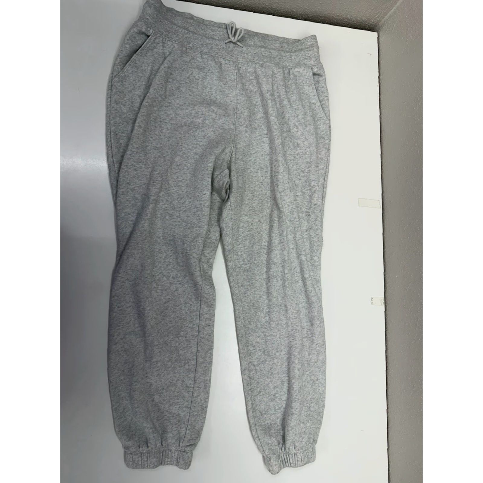 Vintage All In Motion Womens Sweatpants Size Large Heathered Gray Jogger Drawstring Pants Regular Womens Large Gray Jogger Drawstring Size 36" / US 14 / IT 50 - 2 Thumbnail