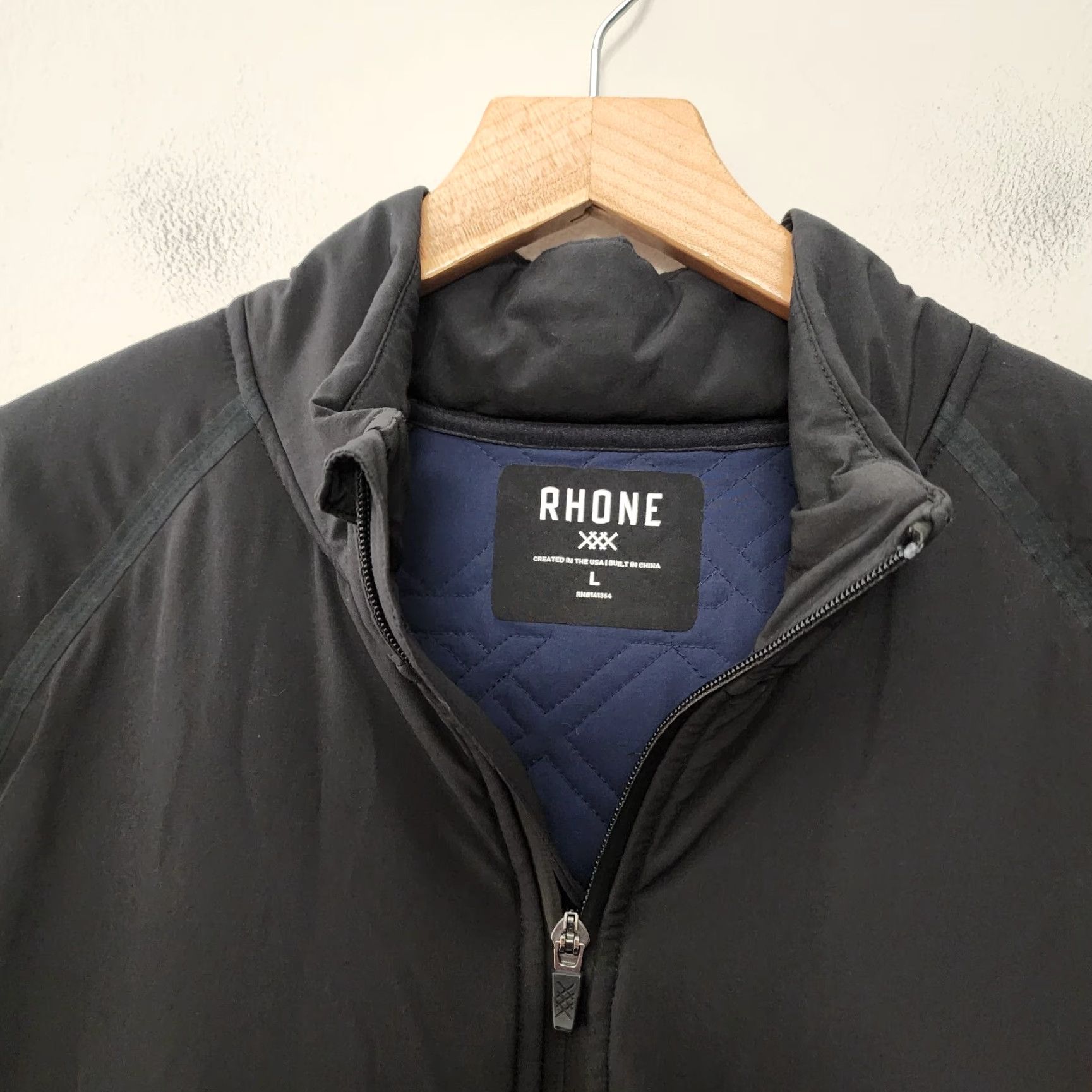 Rhone Rhone Jacket Mens Large Black Midtown Full Zip Quilted Blue Front Zip, Regular Size, Jacket, Men Size US L / EU 52-54 / 3 - 3 Thumbnail