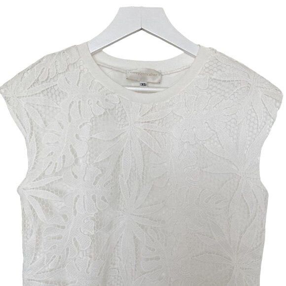 Corey Lynn Calter Corey Lynn Calter Tina White Lace Floral Palm Top Size XS / US 0-2 / IT 36-38 - 5 Thumbnail