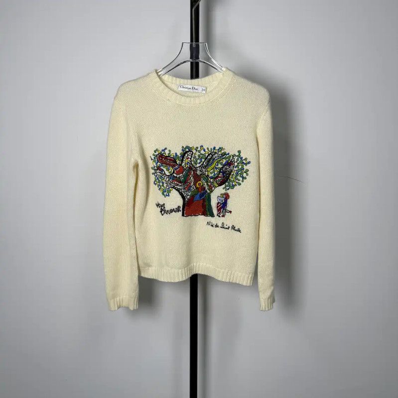 Dior Dior Beige Wool Sweater with Embroidery 0089 Size M / US 6-8 / IT 42-44 - 1 Thumbnail
