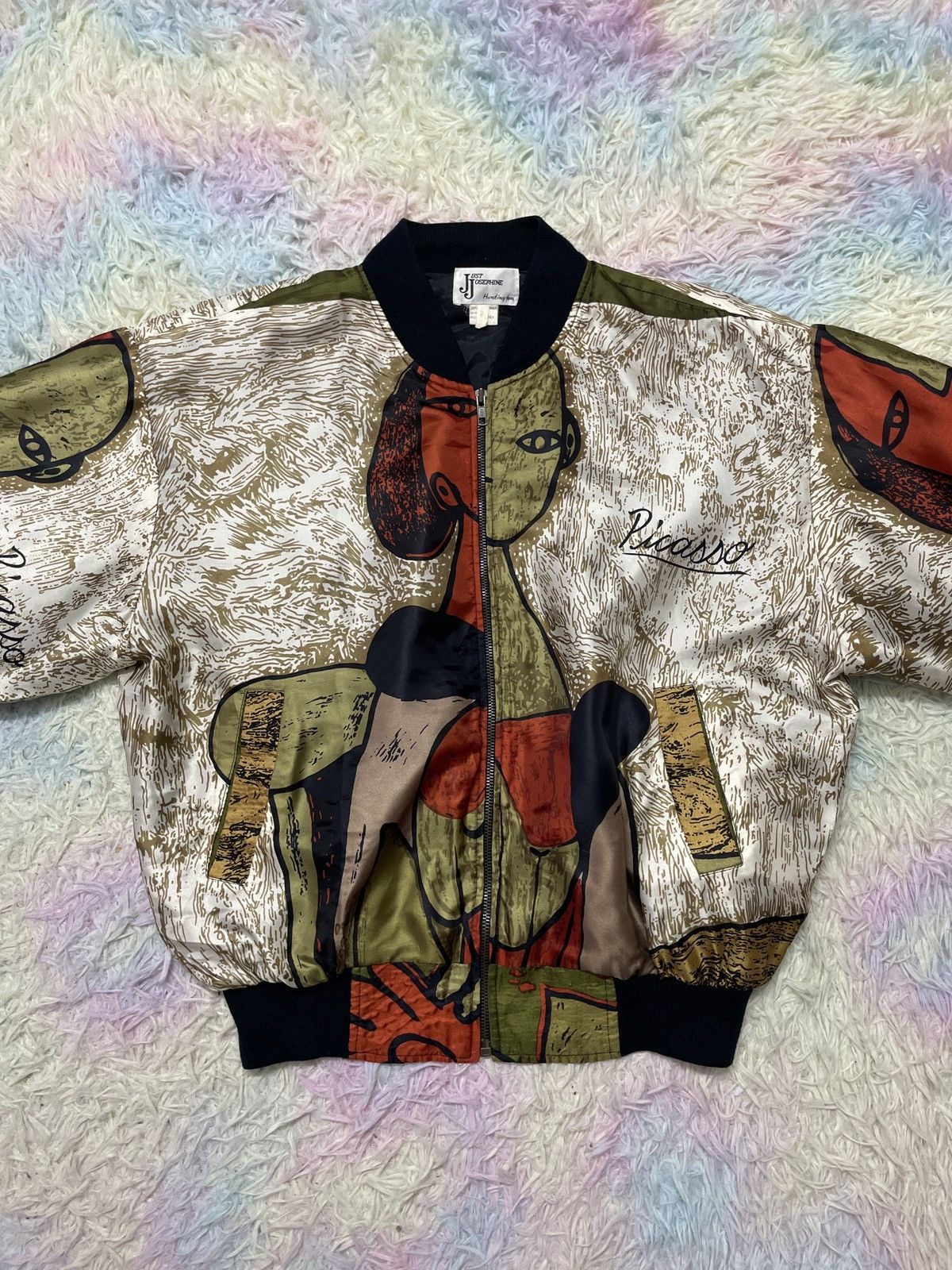 Vintage 💥Hearing offer💥Vintage Picasso Silk bomber satin jacket Size US L / EU 52-54 / 3 - 3 Thumbnail