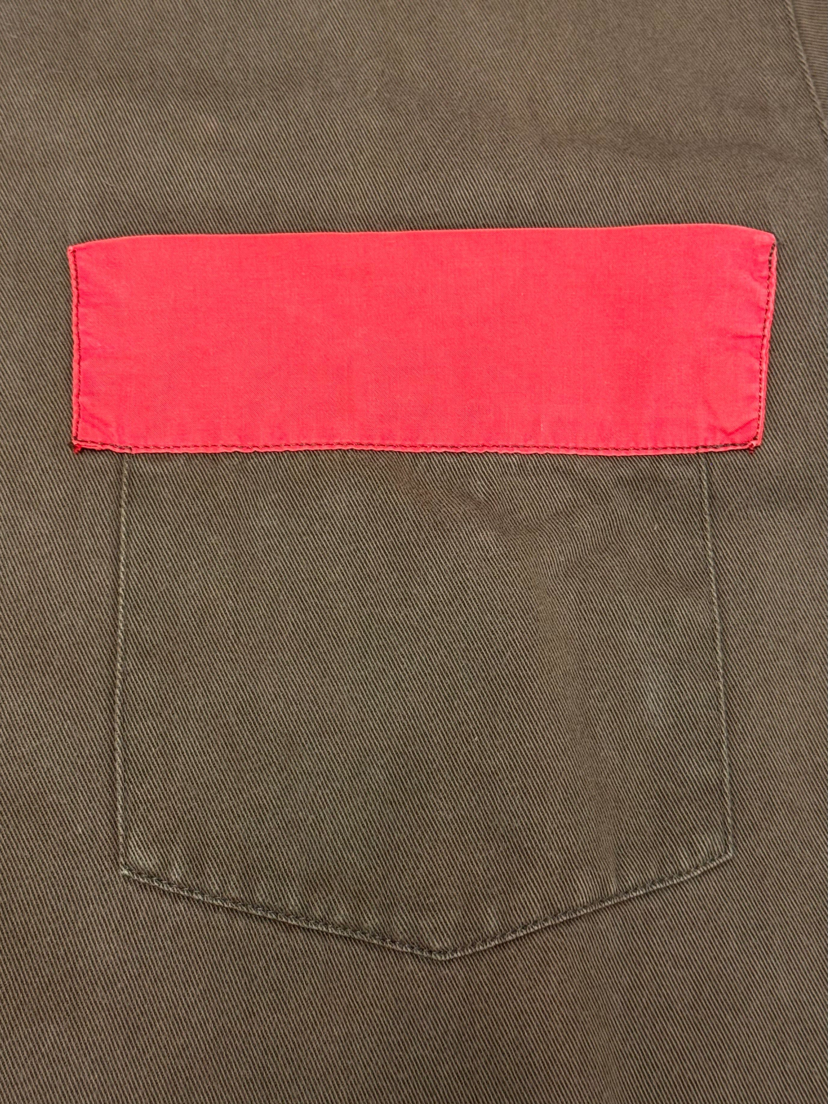Helmut Lang SS1996 Helmut Lang Red/Brown Panelled Cotton Button Up Shirt Size US M / EU 48-50 / 2 - 2 Thumbnail
