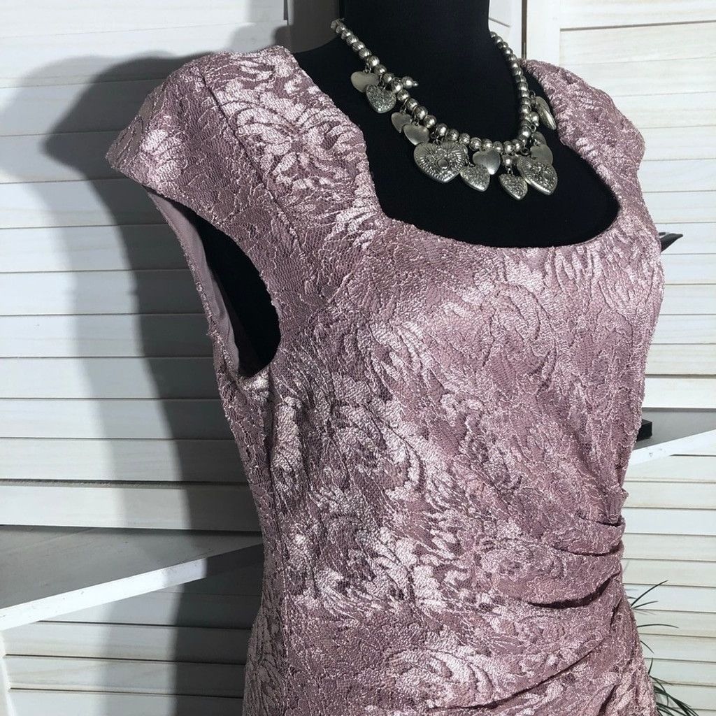 Vintage Tahari Arthur S. Levine Maxi Sequin Gown Floral Lace Pink 6 Size M / US 6-8 / IT 42-44 - 9 Thumbnail