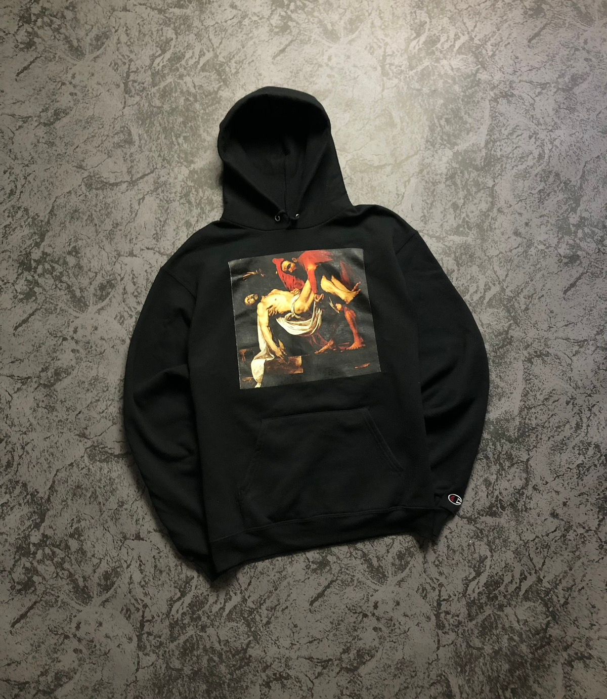 Pre-owned Champion X Vintage Hoodie Champion X Pyrex Off-white Virgil Abloh Religion In Black
