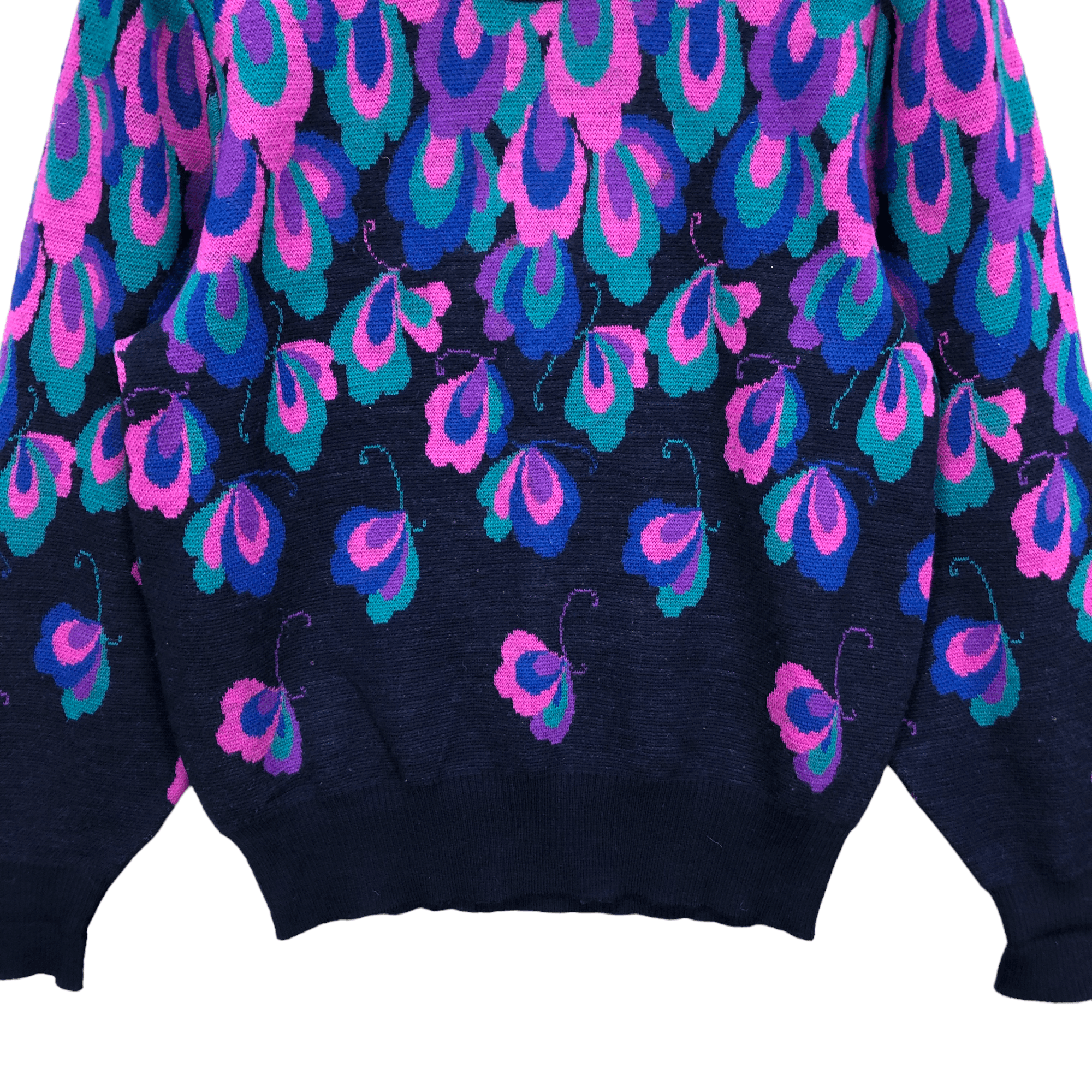 Japanese Brand NICE BUTTERFLY DESIGN KNIT SWEATER BY JACQUARD #5212-180 Size L / US 10 / IT 46 - 3 Thumbnail