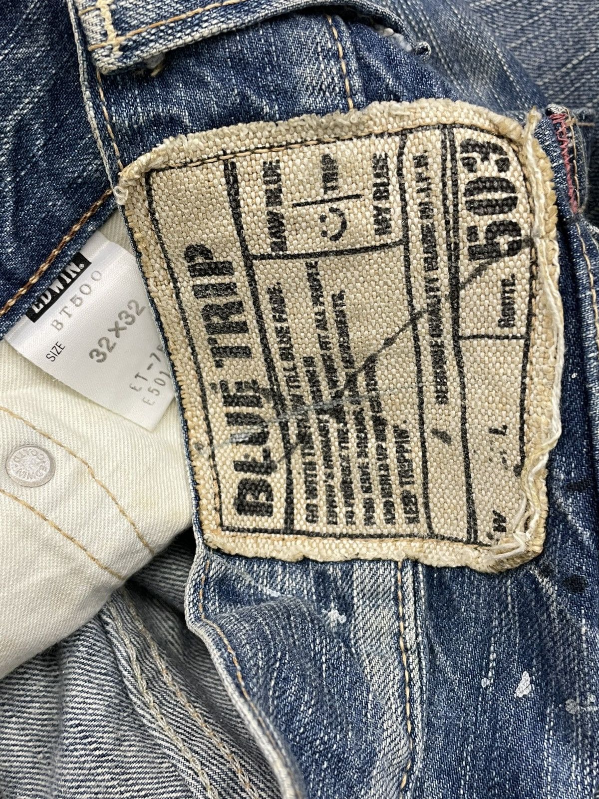 Edwin 1990S DESIGNER JAPAN EDWIN BLUE TRIP 503 DISTRESSED DENIM Size US 33 - 14 Thumbnail