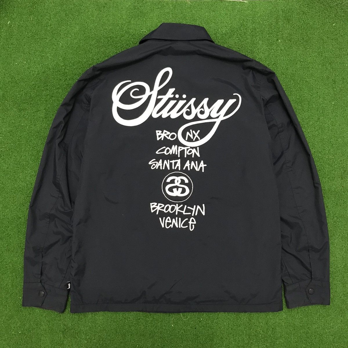 Vintage Stussy Tour Skateboard Dark Blue Coach Jacket Outerwear