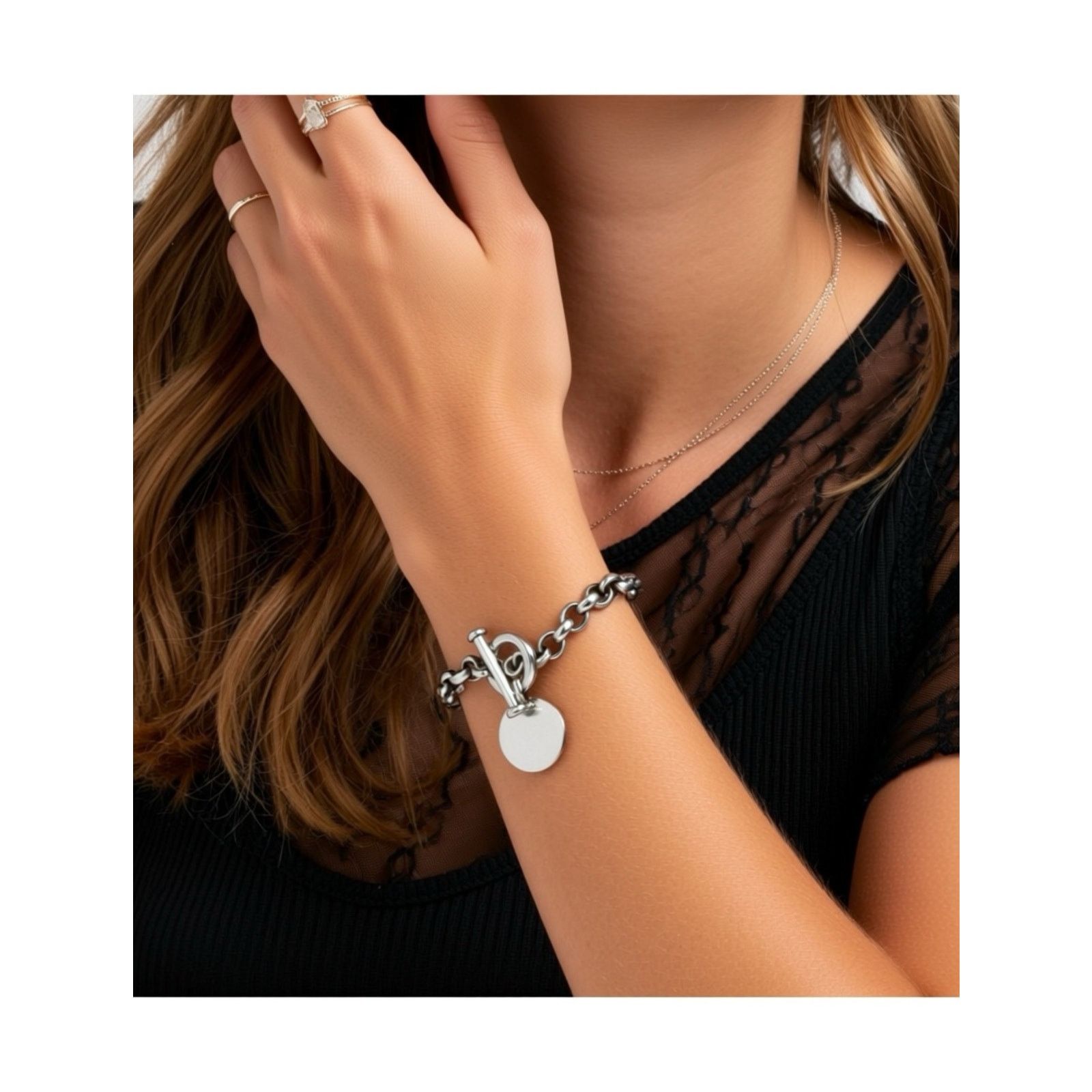 Other Vintage Sterling Silver Toggle Bracelet 925 23g Size 6.5 Size ONE SIZE - 1 Thumbnail