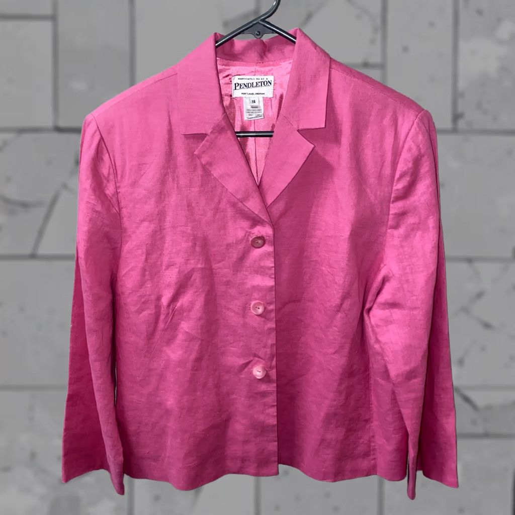 Pendleton Pendleton Jacket Womens Pink Linen 3 Button Size 14 Regular Coat LINEN Polyester Lining Casual Fall Spring Women Shirts & Jackets Size XL / US 12-14 / IT 48-50 - 1 Thumbnail