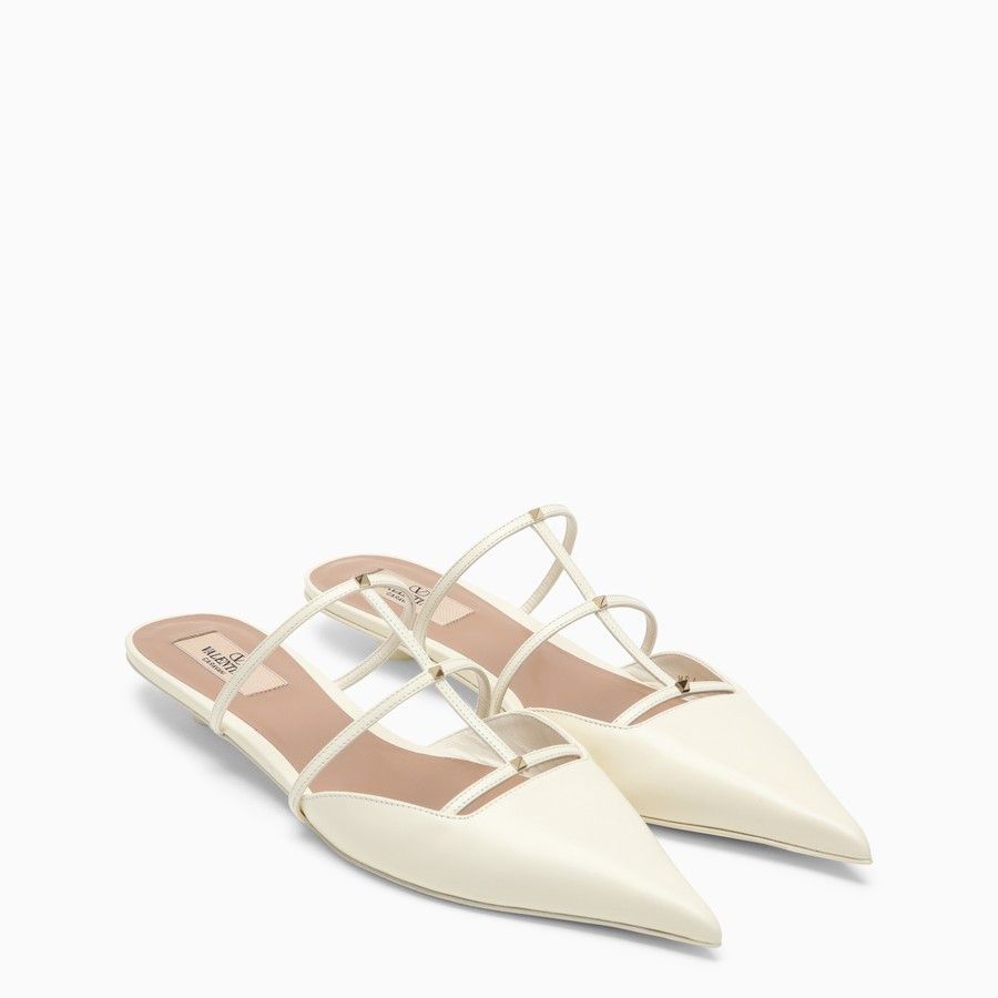 Valentino o1d2blof1024 Leather Mules in Ivory Size US 6 / IT 36 - 1 Thumbnail
