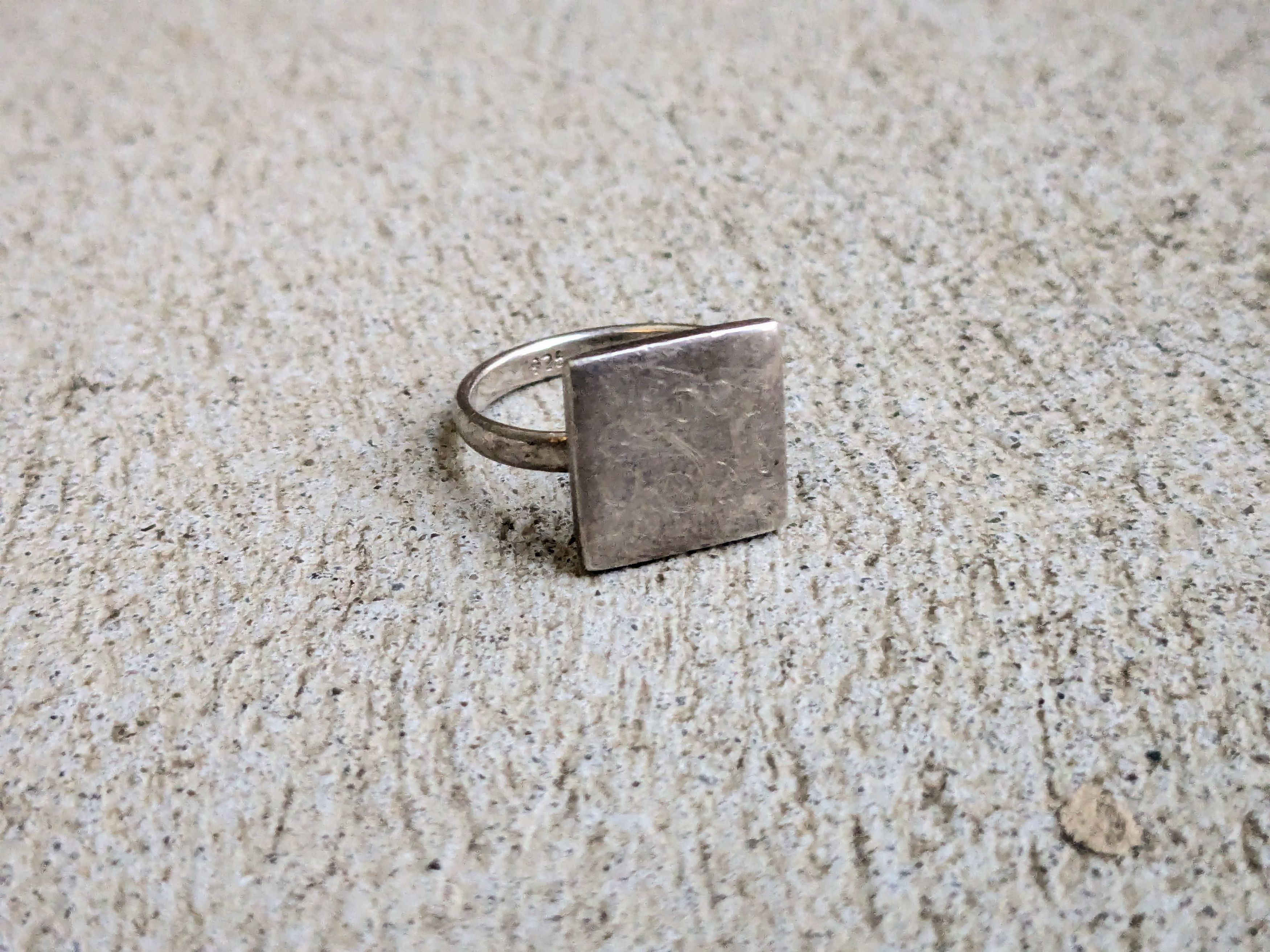Vintage Vintage Sterling Silver Signet Ring Square Engraved Antique Size ONE SIZE - 1 Thumbnail