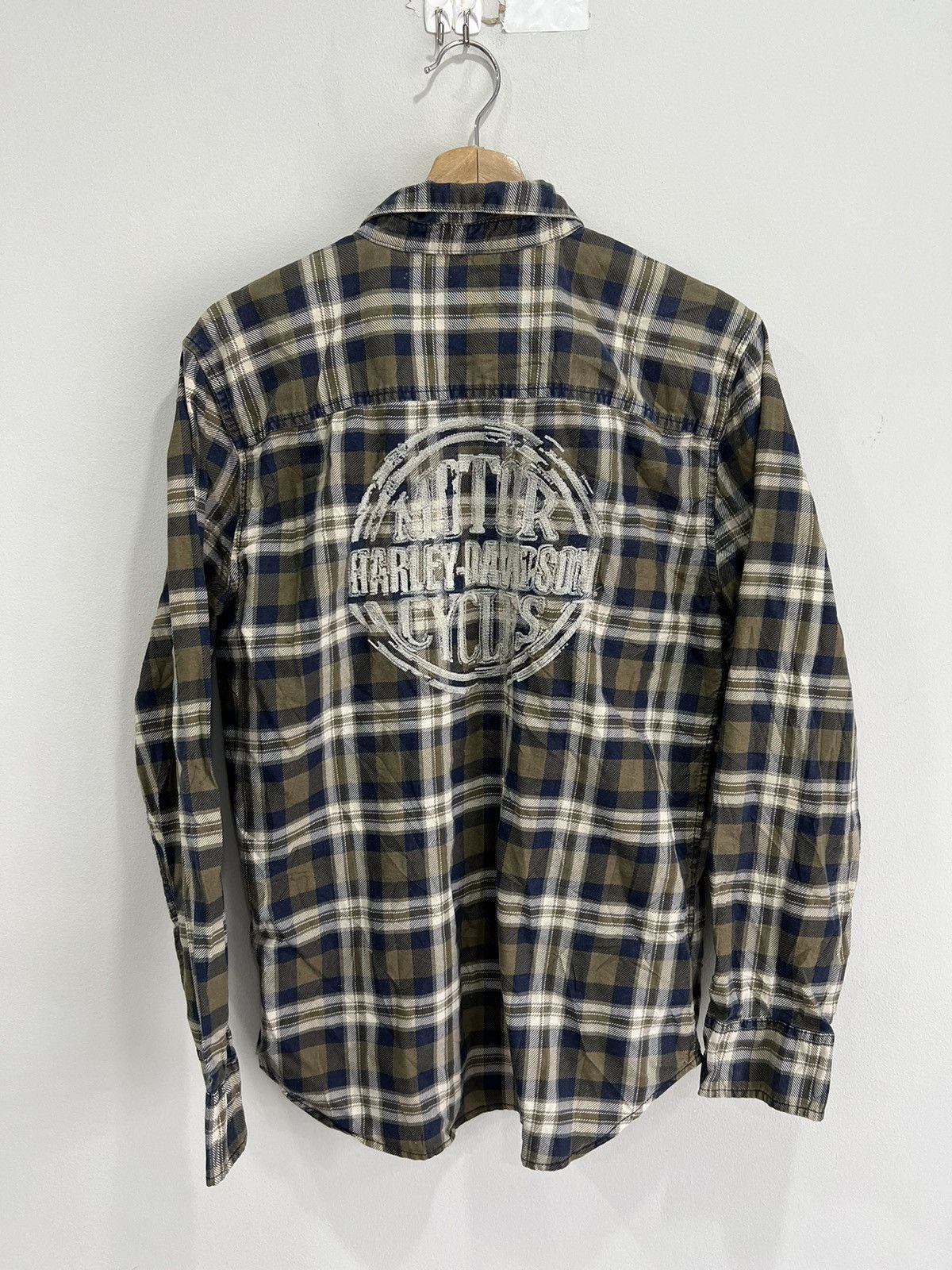 Harley Davidson Vintage Harley Davidson Button Up Plaid Shirt stitched Size US M / EU 48-50 / 2 - 2 Thumbnail