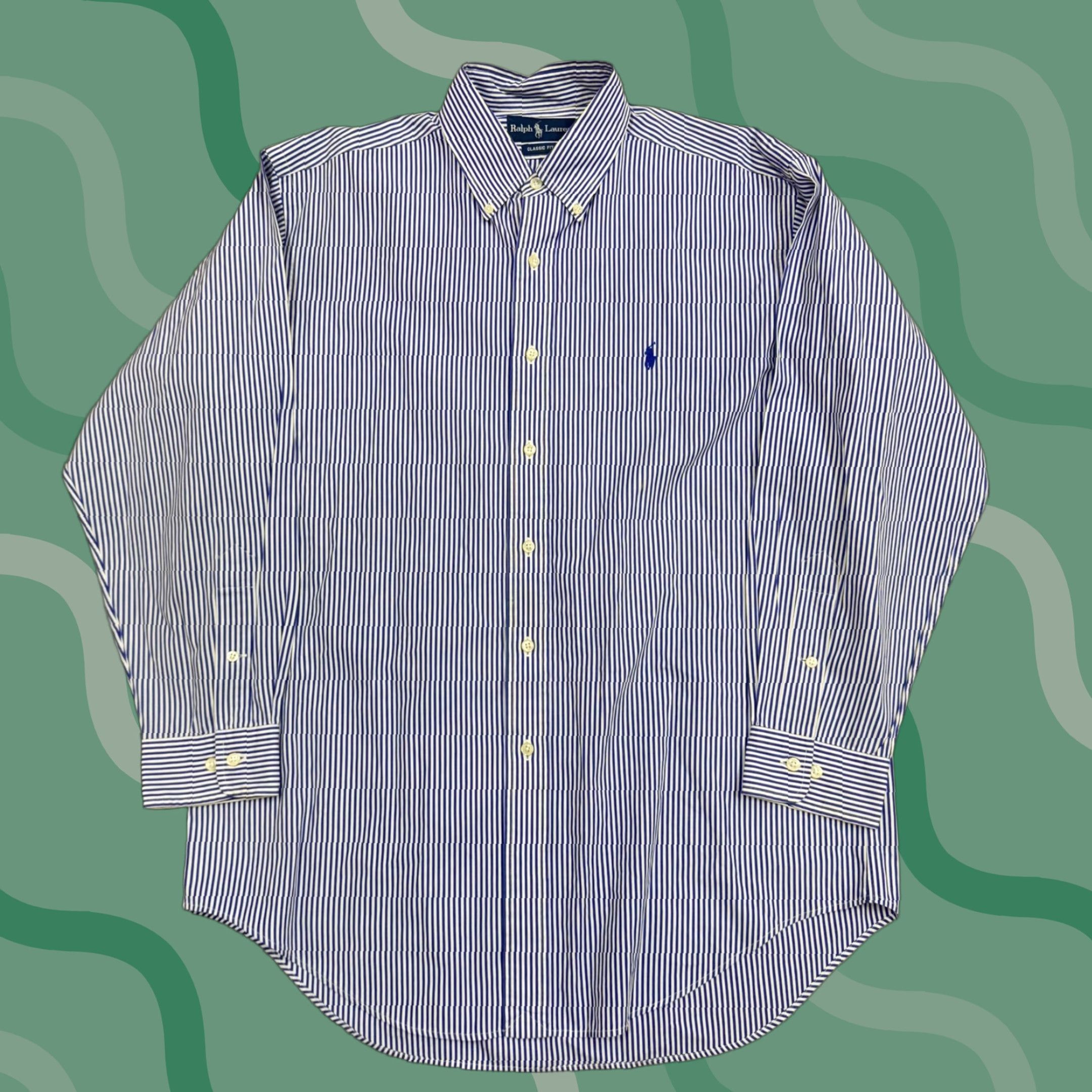 Ralph Lauren Ralph Lauren Shirt Mens L Blue White Striped Classic Fit Button-Down Logo Embroidered 16.5 35 Long Sleeve Button Up Size US L / EU 52-54 / 3 - 1 Thumbnail