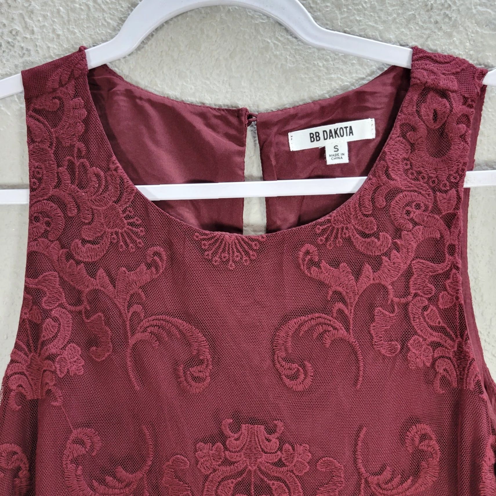 BB Dakota BB Dakota Cadence Lace Swing Dress Burgundy Party Sz S NWT Womens Dress Lace Short Fit & Flare 2020s Size S / US 4 / IT 40 - 4 Thumbnail