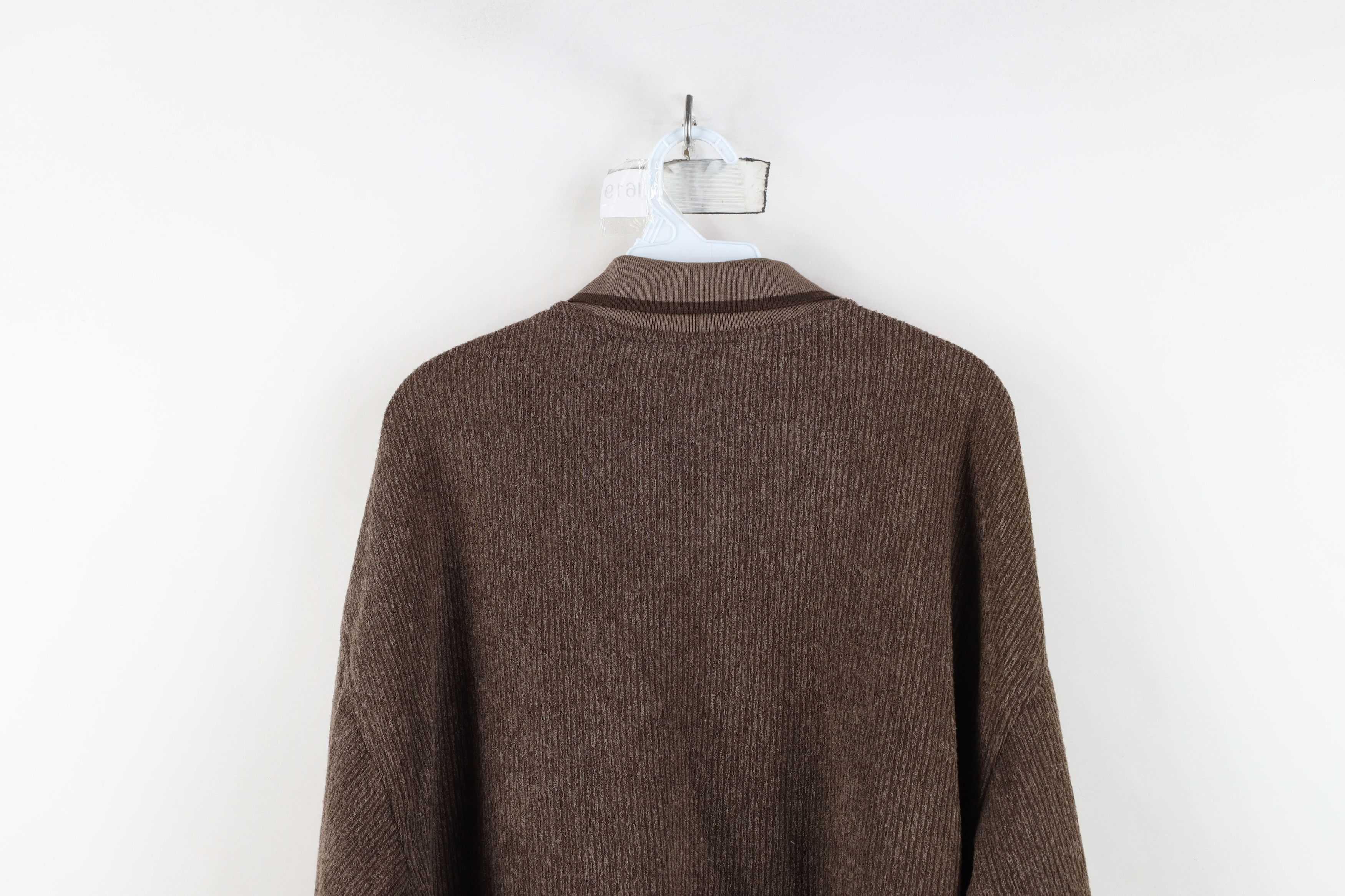 Vintage Vintage 90s Streetwear Ribbed Fleece Collared Sweater Brown Size US XXL / EU 58 / 5 - 12 Thumbnail