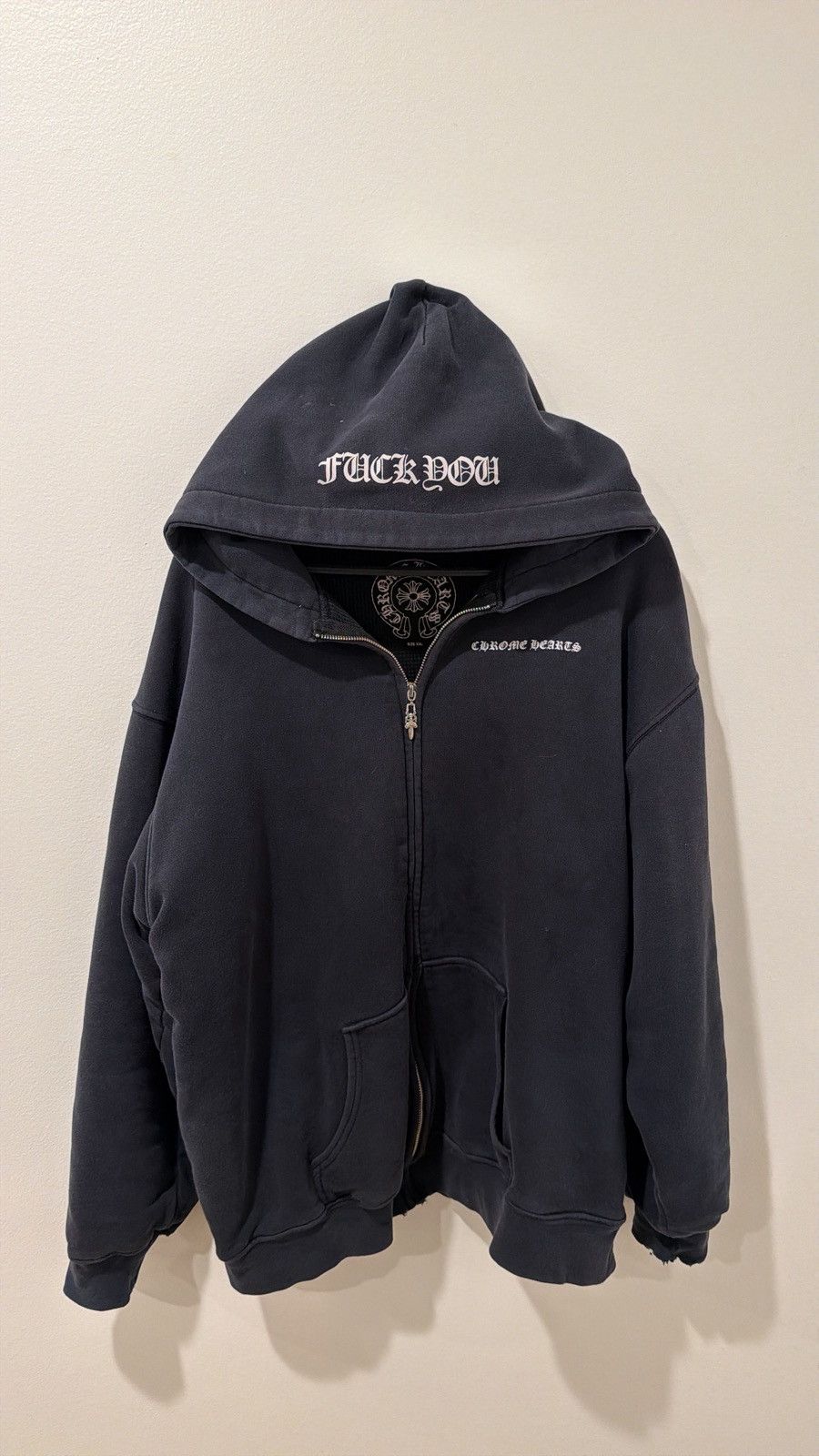 CRAZY Vintage ‘90s Chrome Hearts Thermal Lined Hoodie ‘F U’