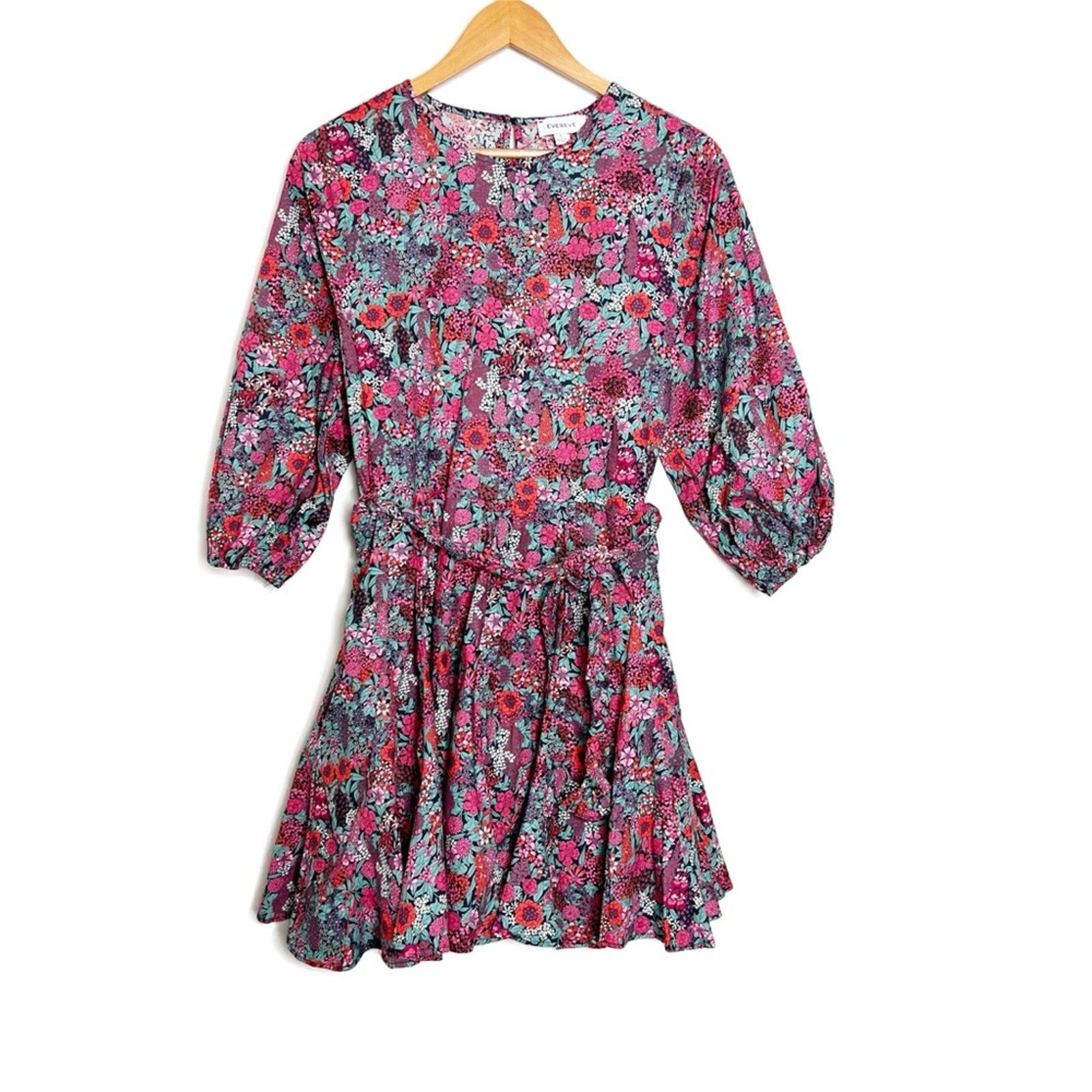 Other Evereve Women’s Floral Belted Mini Full Skirt Chic Dress Size S / US 4 / IT 40 - 1 Thumbnail