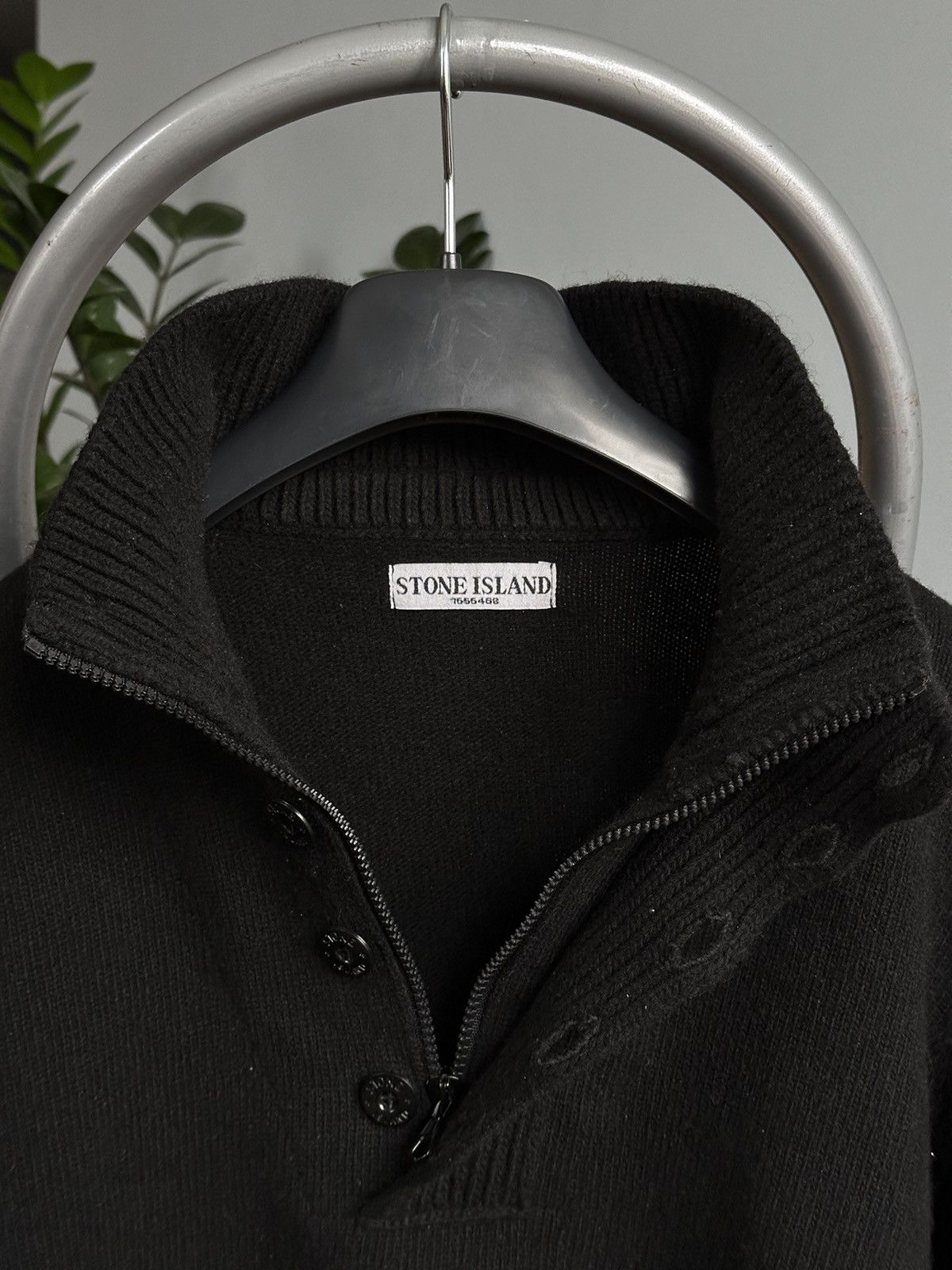 Stone Island Stone Island Black Half Lambswool Jumper Size US XL / EU 56 / 4 - 8 Thumbnail