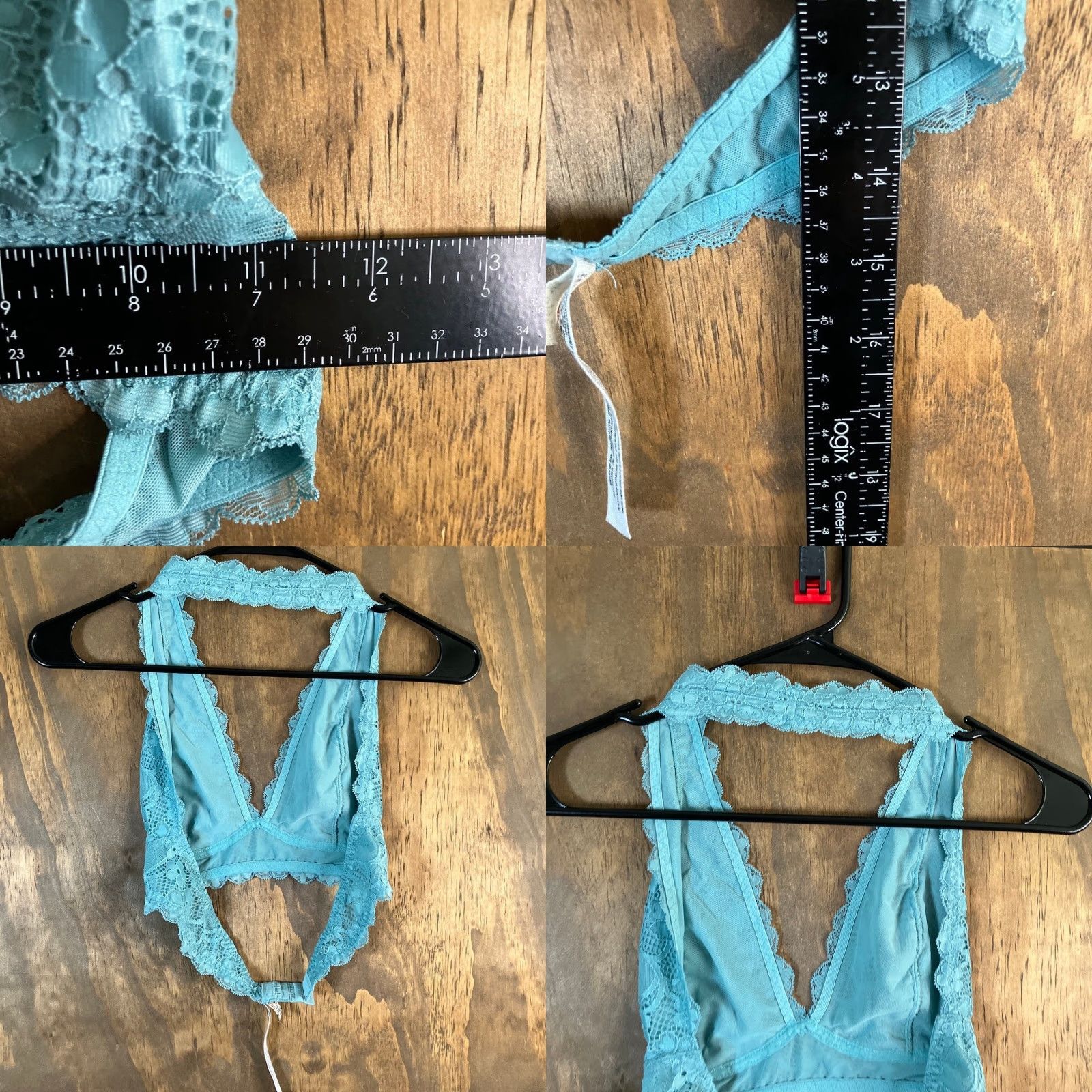 Free People VINTAGE Intimately by Free People Womens Blue Floral Lace Bralette Halter Neck Small Size ONE SIZE - 8 Thumbnail