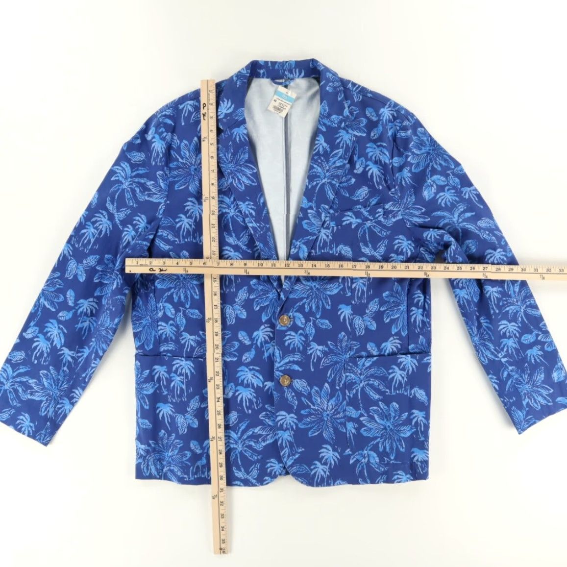 J.McLaughlin J. McLaughlin Libson Kona Palms Sport Coat Blue Men's 46 Jacket Long Sleeve Floral Regular Fit Shirt Size US S / EU 44-46 / 1 - 3 Thumbnail