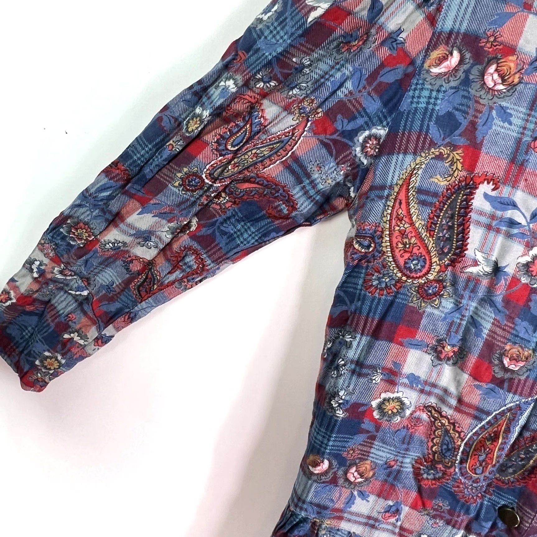 Vintage VINTAGE Cotton Collection Dress Women S Blue Red Paisley Print Midi 1980s Collared Drop Waist Button Long Sleeve Adult Small Clothing Mens/ Womens Size S / US 4 / IT 40 - 6 Thumbnail