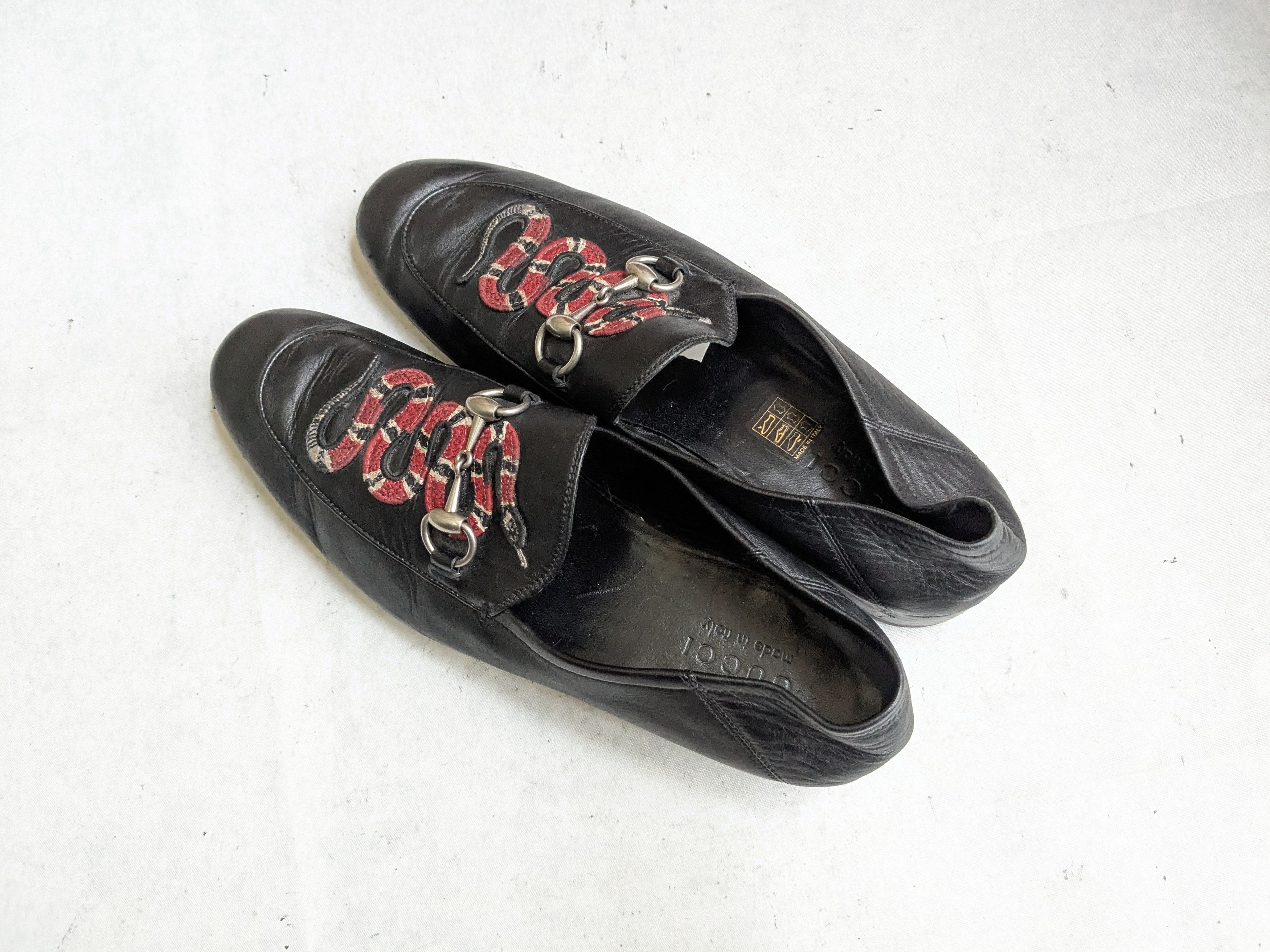 Gucci Gucci Horsebit Loafers Black Leather Snake 9 Slip Ons Size US 9 / EU 42 - 13 Thumbnail
