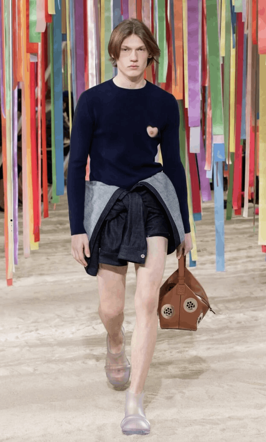 image of Loewe Ss22 Runway - Hart Cut Out Sweater in Navy/Blue, Men's (Size Small)