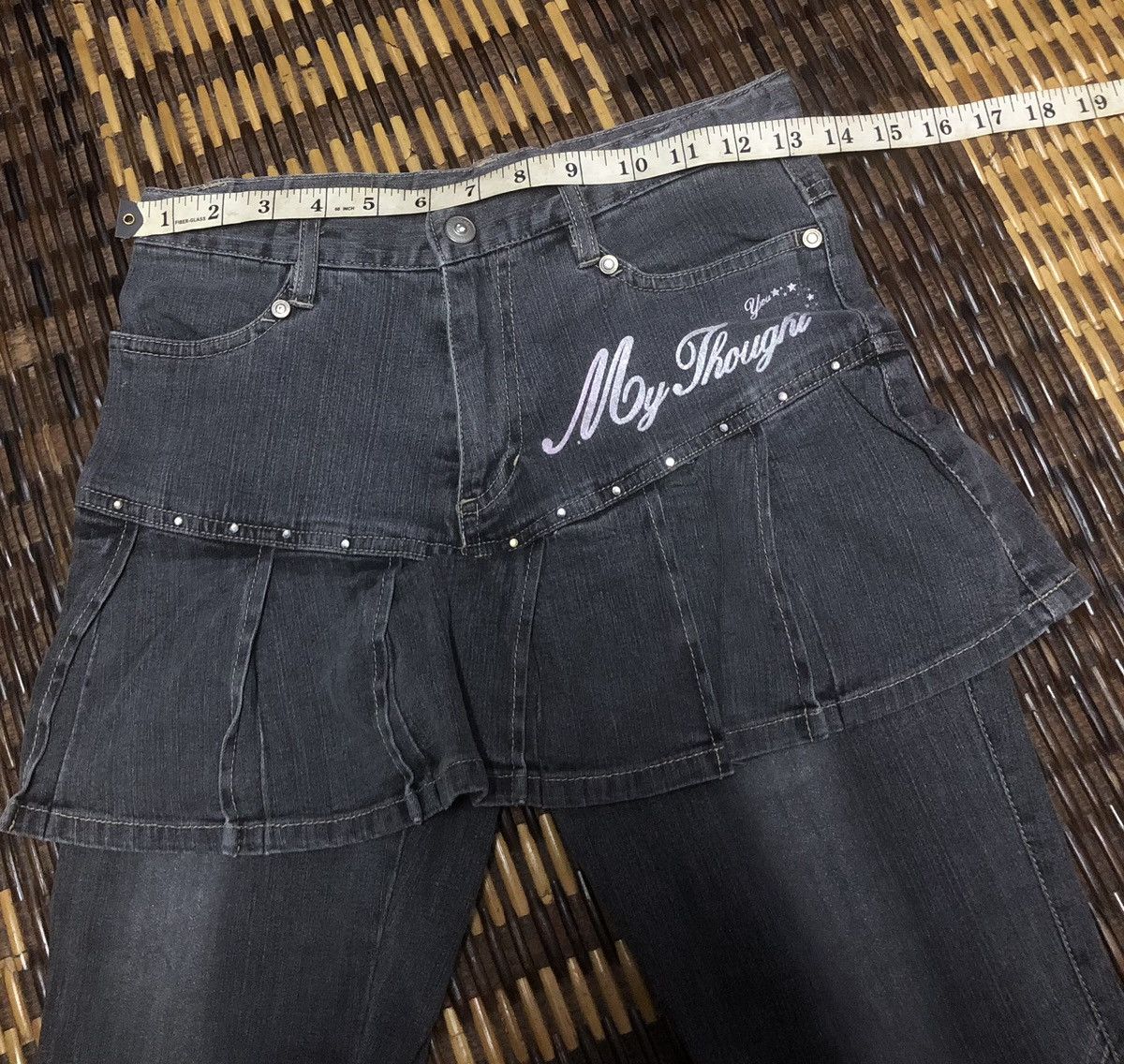 Hysteric Glamour × If Six Was Nine Vintage Denim Skirt Pant Flared Punk Style Size 27" / US 4 / IT 40 - 16 Thumbnail