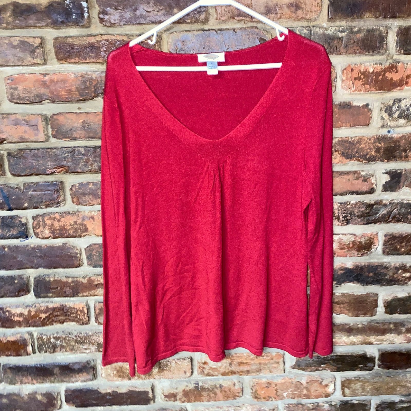 Other Talbots Red Knit V-Neck Pullover Sweater PL Petite Large Size L / US 10 / IT 46 - 1 Thumbnail