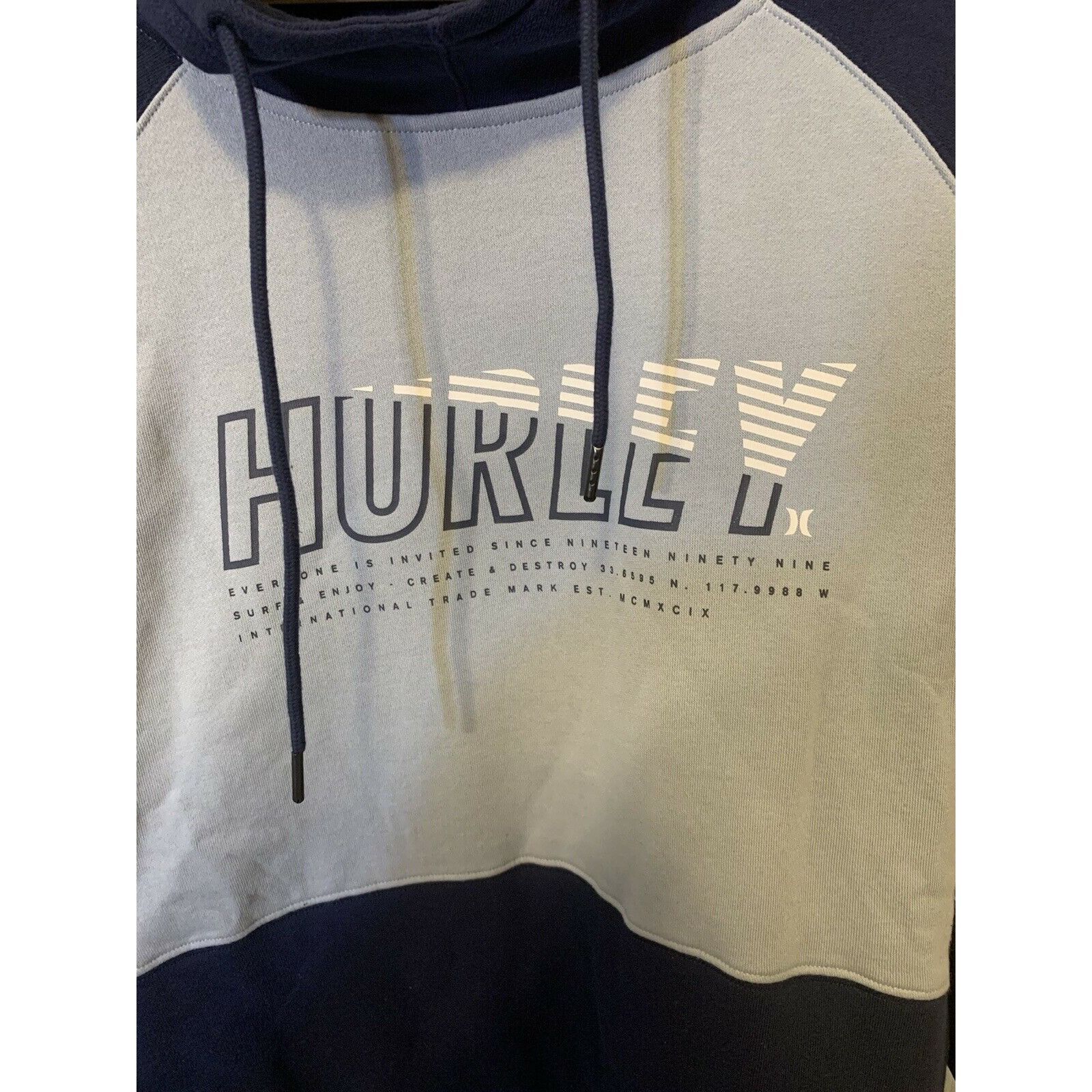 Hurley New Hurley Men's Sz XL Blue Gray Color Block Pullover Hoodie Size US XL / EU 56 / 4 - 1 Thumbnail