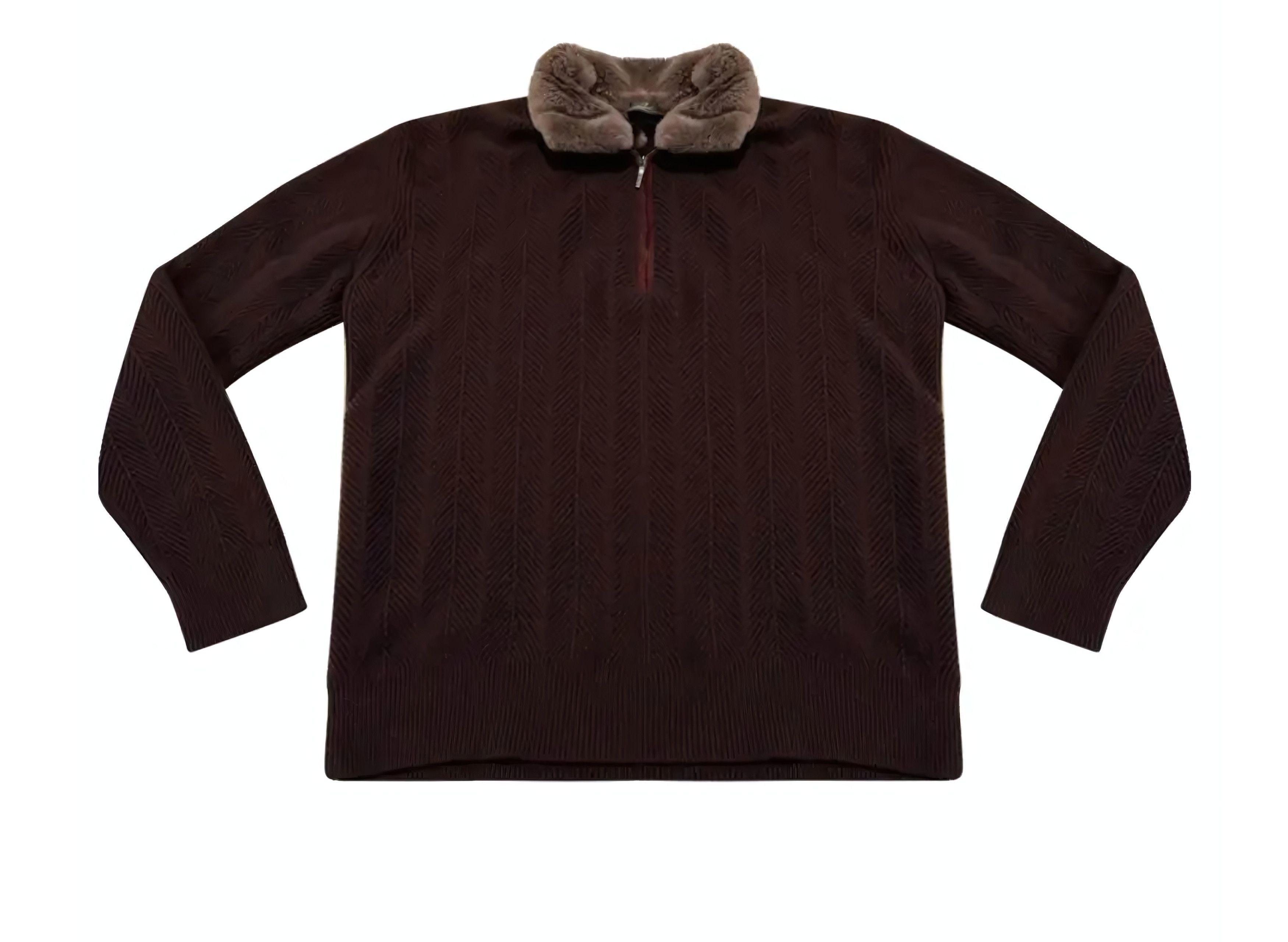 Loro Piana Baby Cashmere Half-Zip Sweater with Fur Collar