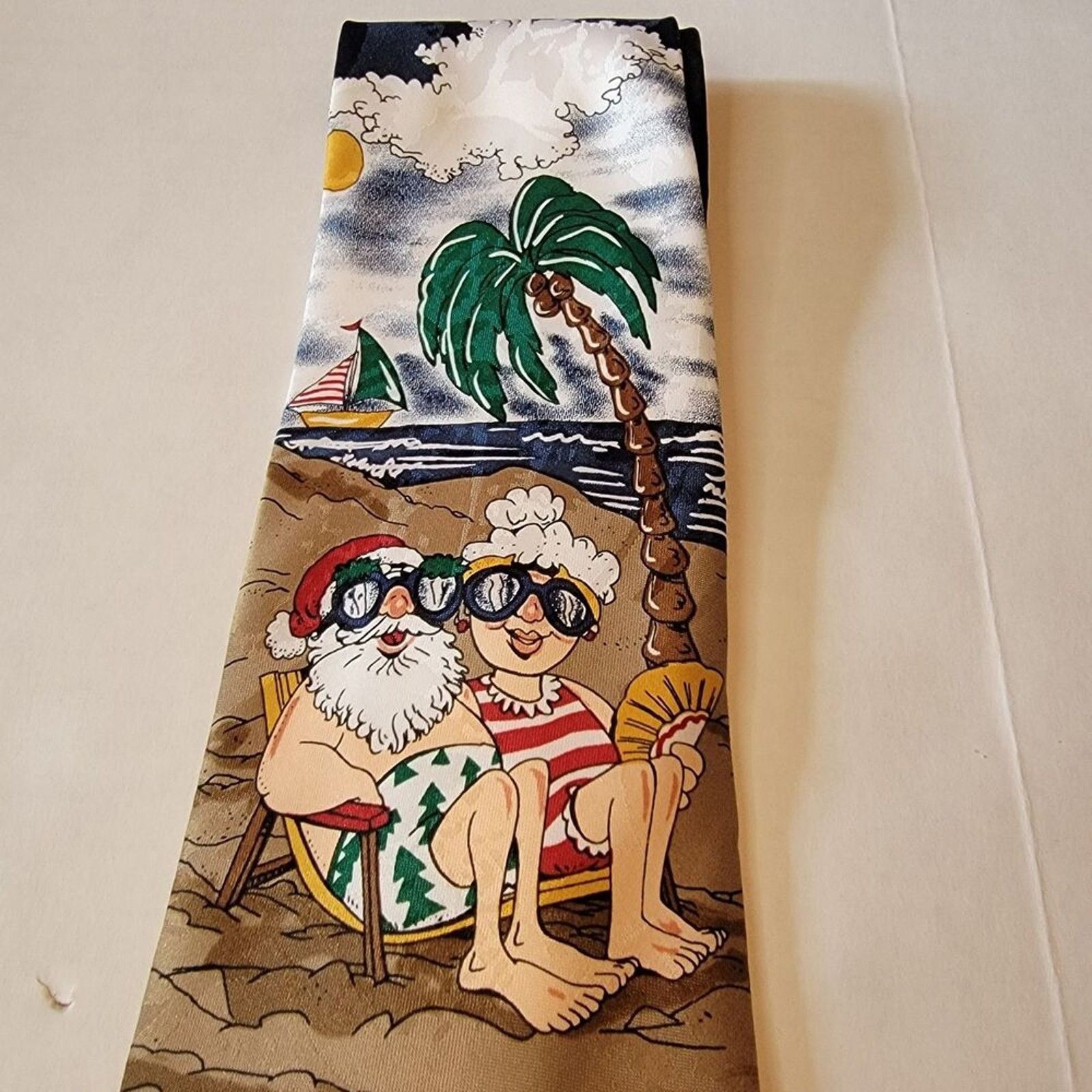 Other Ho Ho Ho Christmas Tie- Santa & Mrs. Claus at the Beach Size ONE SIZE - 1 Thumbnail
