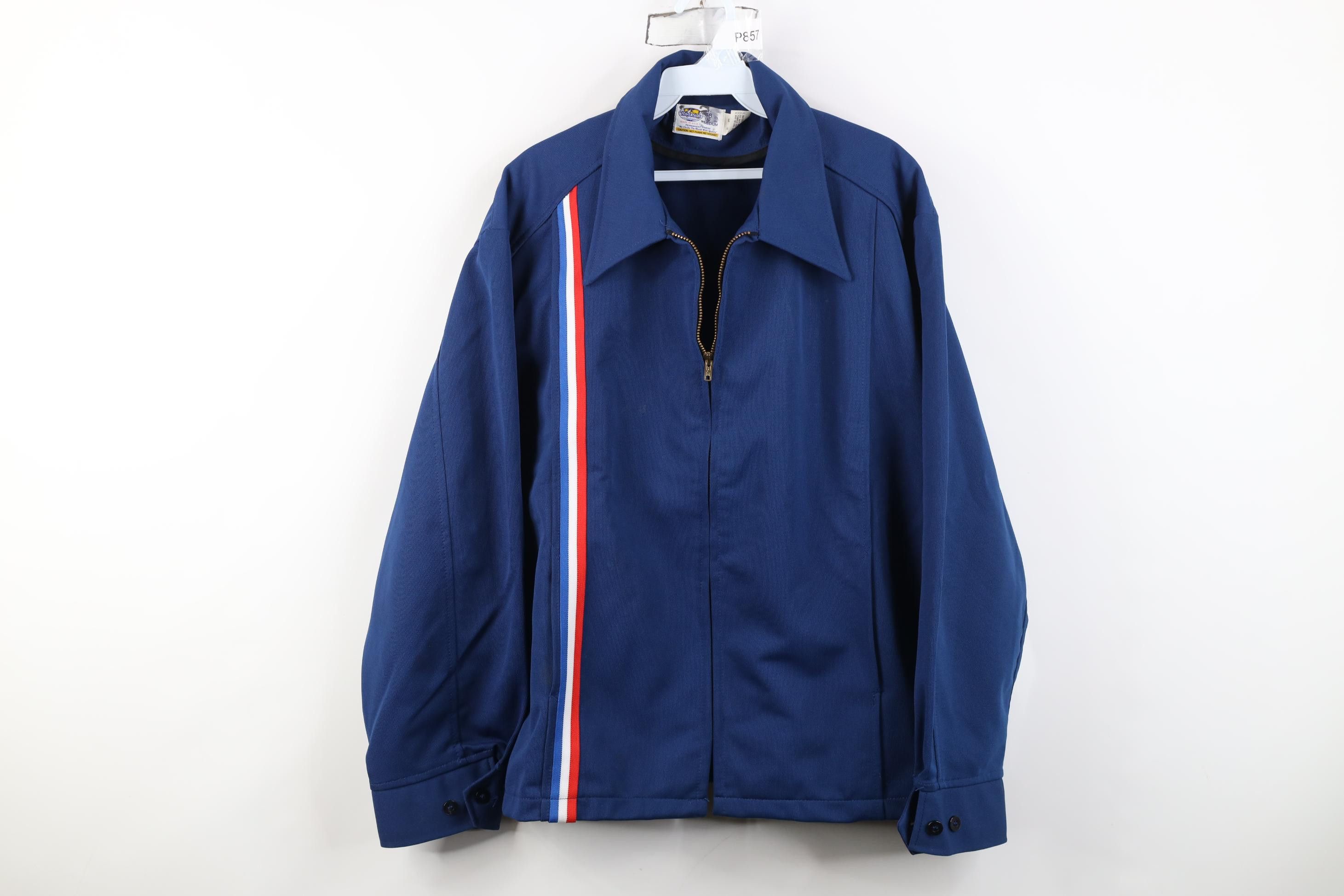 Vintage Vintage 70s Streetwear Back Knit Bomber Jacket Blue USA Size US XXL / EU 58 / 5 - 1 Thumbnail
