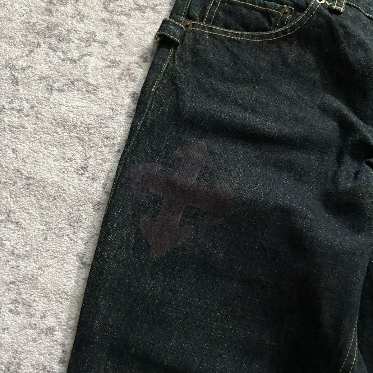 Beauty Beast Beauty:Beast Cross Arrow Print Denim Jeans Dark Green | 3 Size US 32 / EU 48 - 4 Thumbnail