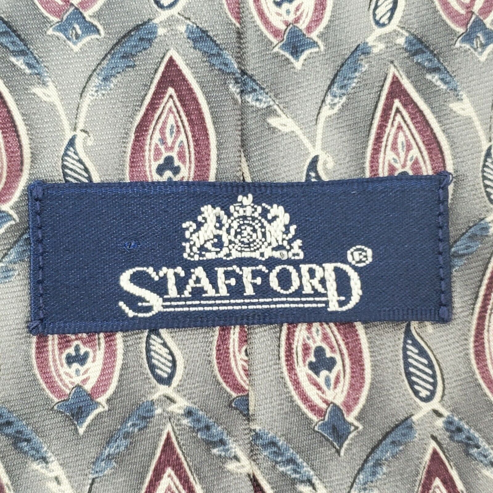Stafford Stafford Silver Geometric Flower Silk Tie Wide Size ONE SIZE - 3 Thumbnail