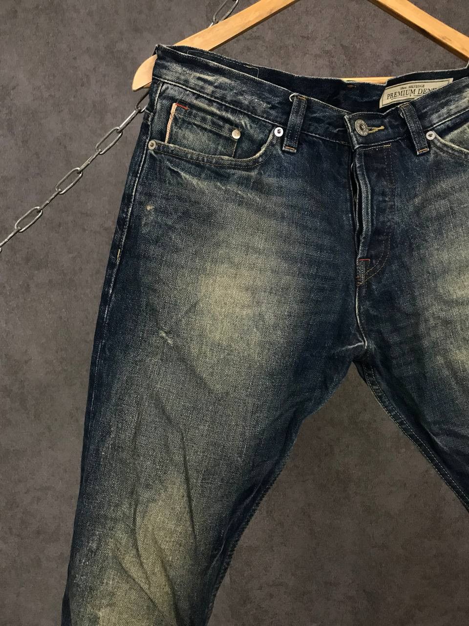 Vintage Japanese style Selvedge distressed denim jeans Size US 31 - 3 Thumbnail