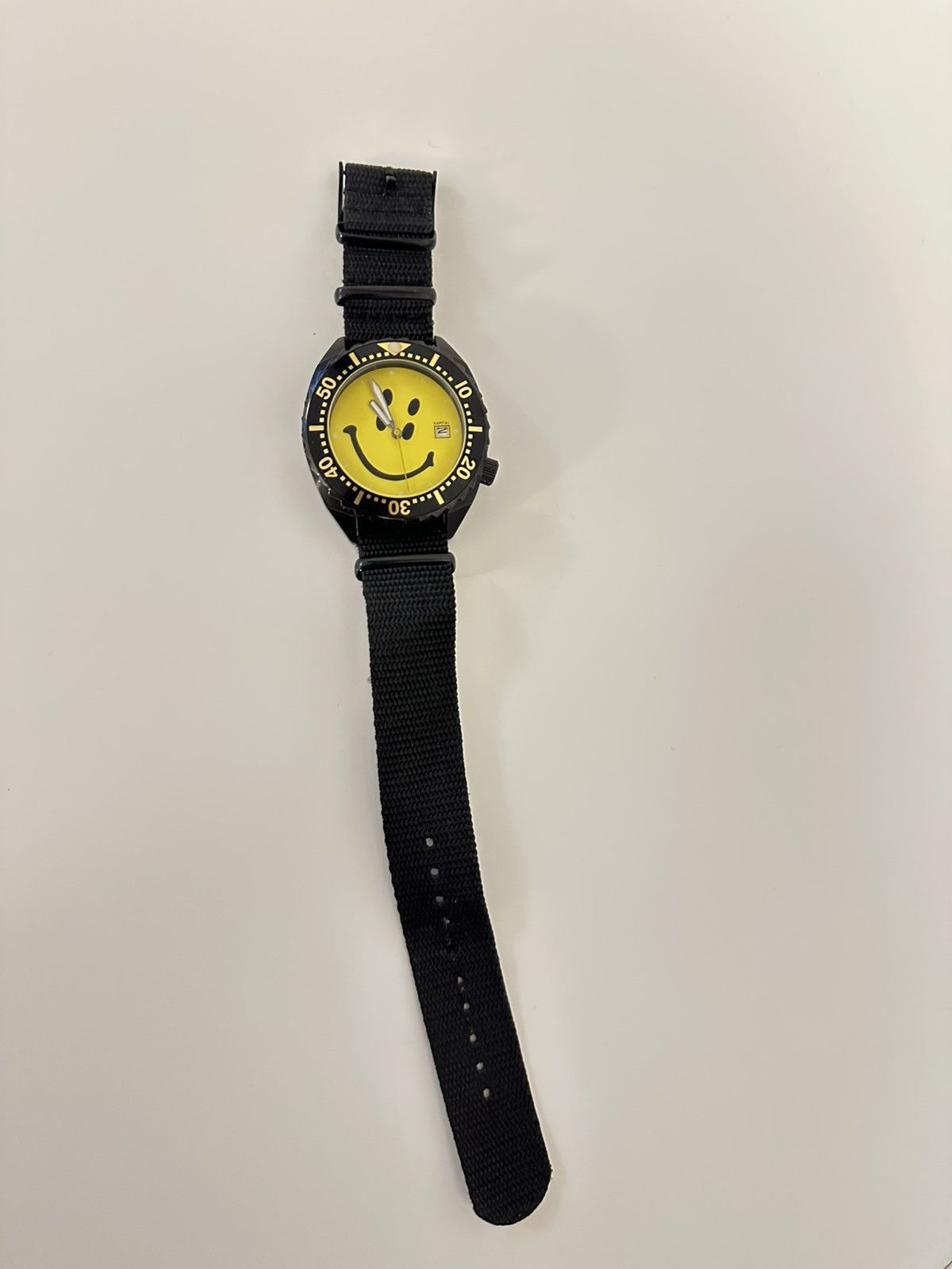 Kapital, black quartz smiley face diver’s watch Kapital Rain Smile Divers Watch – eightonethree main image 4