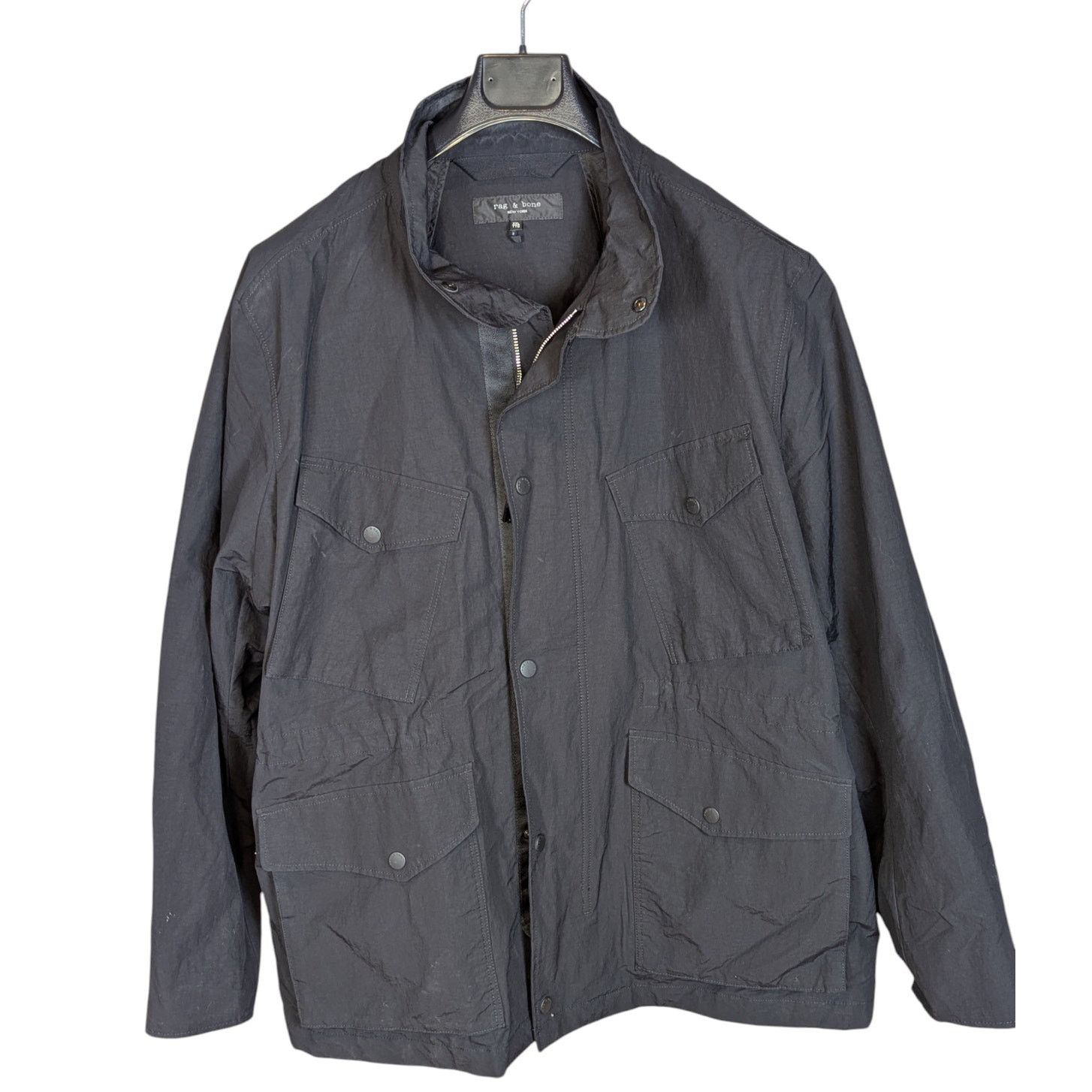 Rag Bone Mens Utility Rain Jacket Black Size XXL