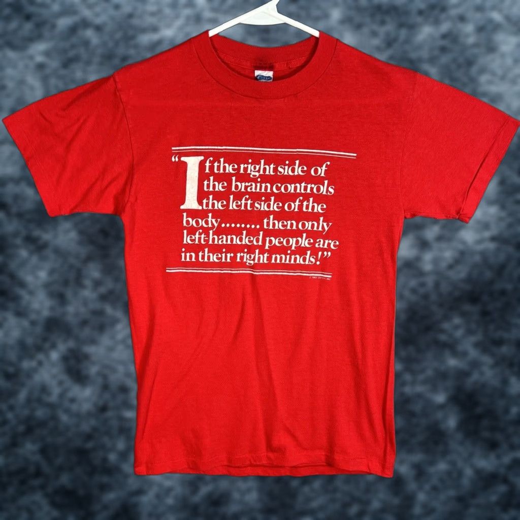 Vintage VINTAGE 80s Ched Left Handed People In Their Right Minds Shirt Adult Large Red Mens Size US L / EU 52-54 / 3 - 1 Thumbnail