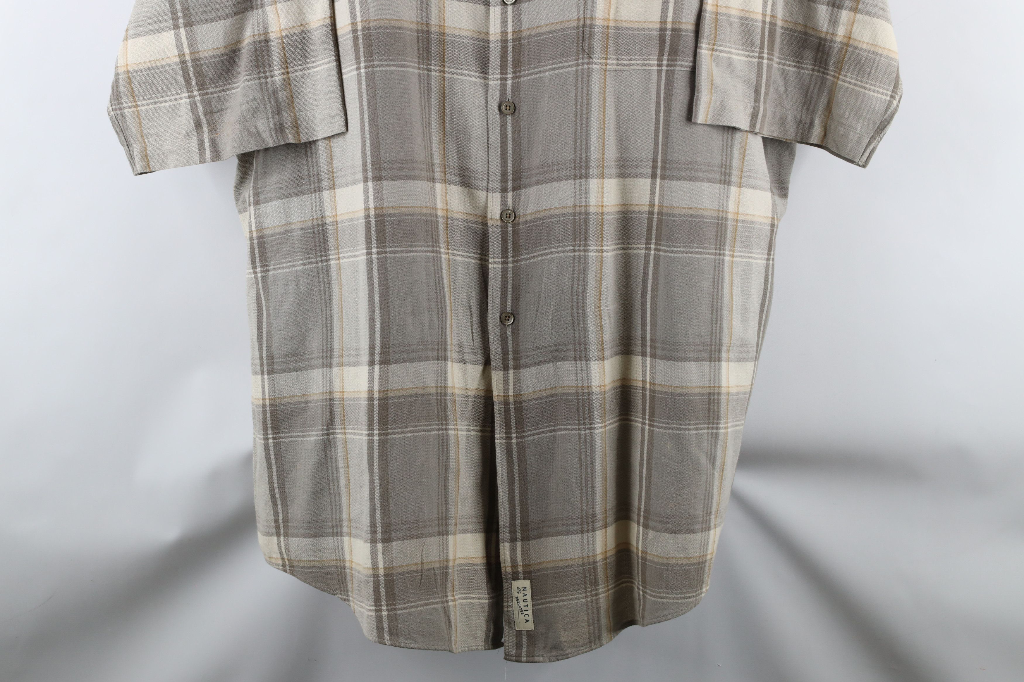 Nautica × Vintage Vintage 90s Nautica Fit Knit Short Sleeve Button Shirt Plaid Size US XXL / EU 58 / 5 - 3 Thumbnail