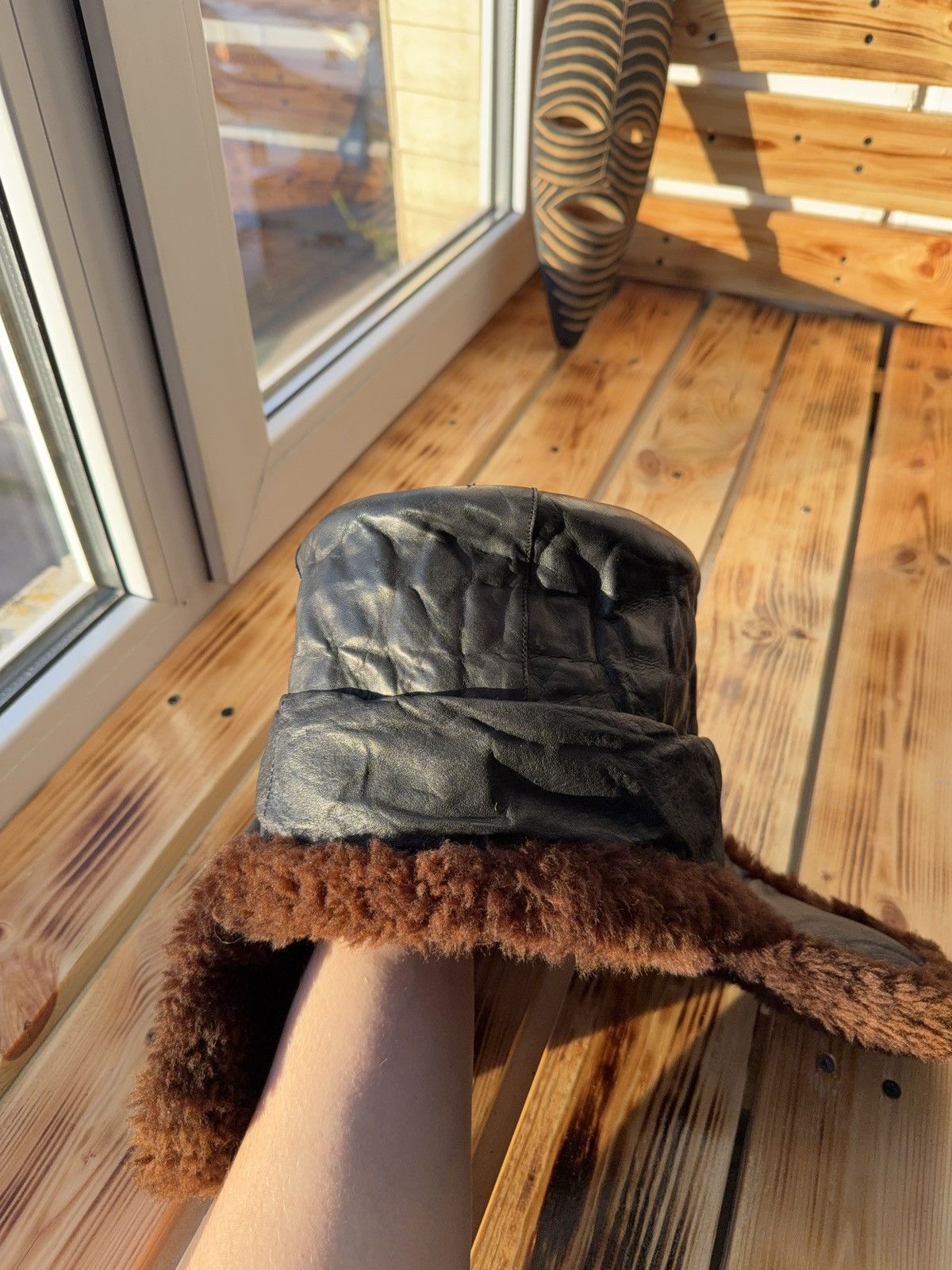 Vintage Vntg 80s Aviator Real Leather / Fur RARE Retro Ushanka Hat Size ONE SIZE - 8 Thumbnail